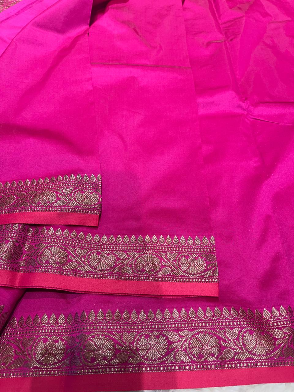 Anika's plain cotton silk Saree-pink