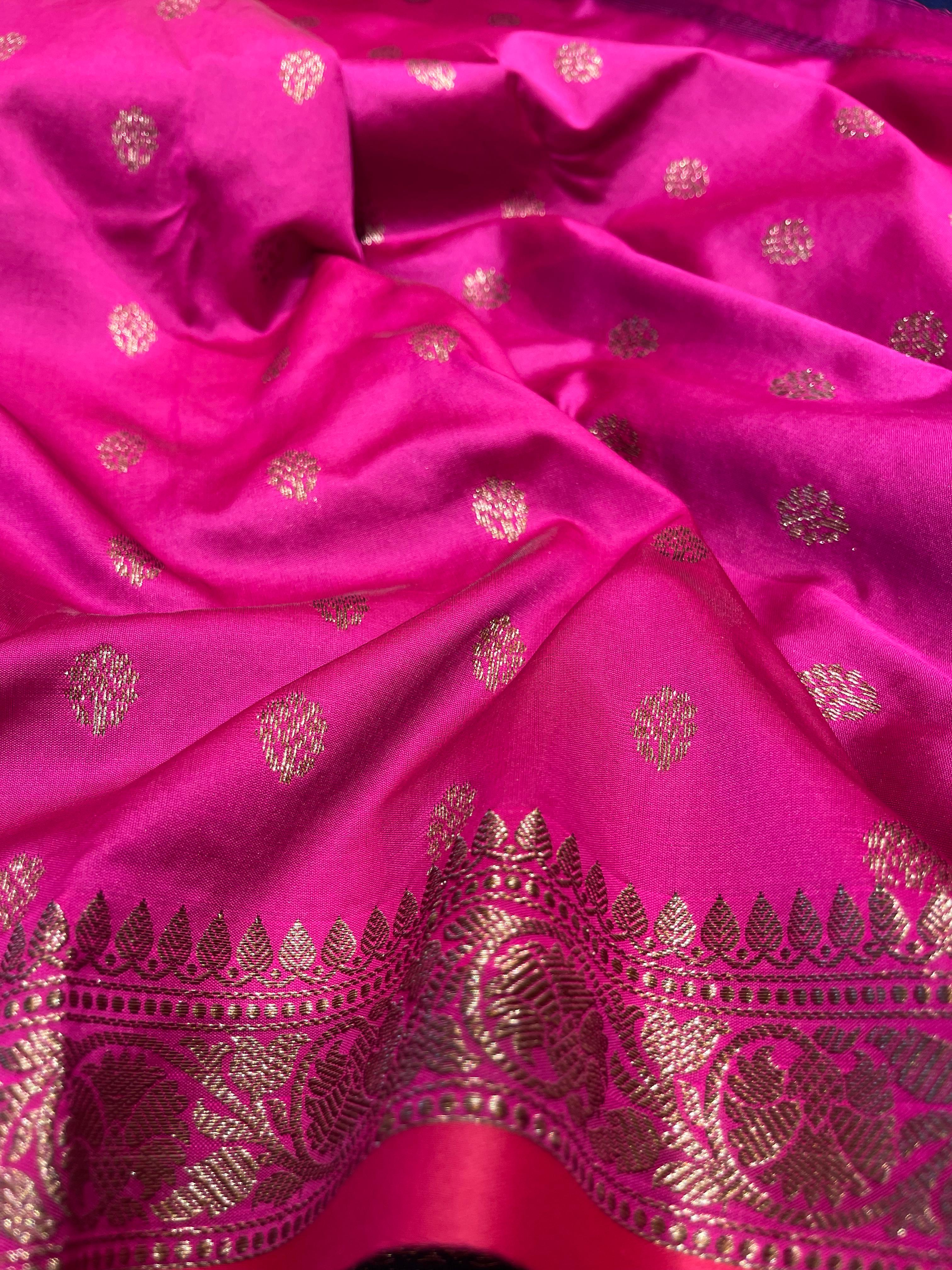 Anika's plain cotton silk Saree-blue