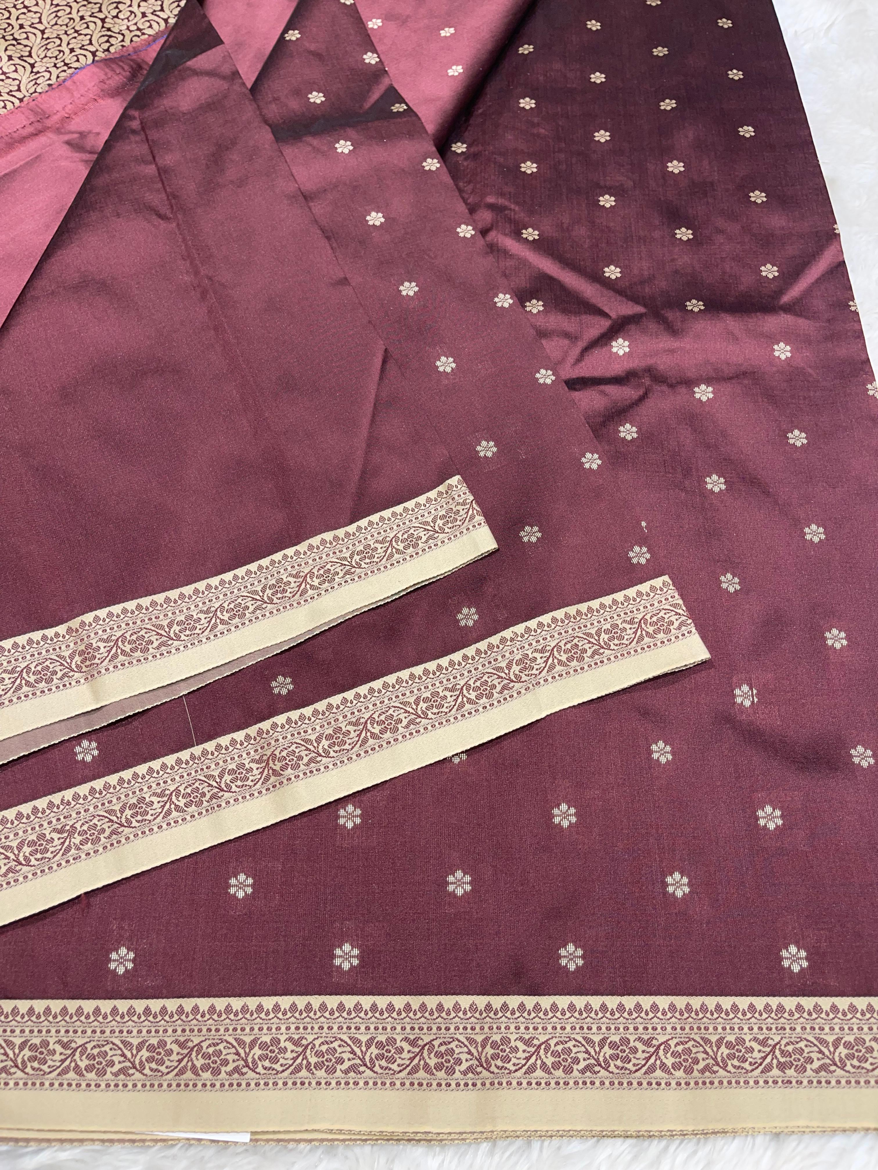 Anika's cotton silk Saree - Butta brown