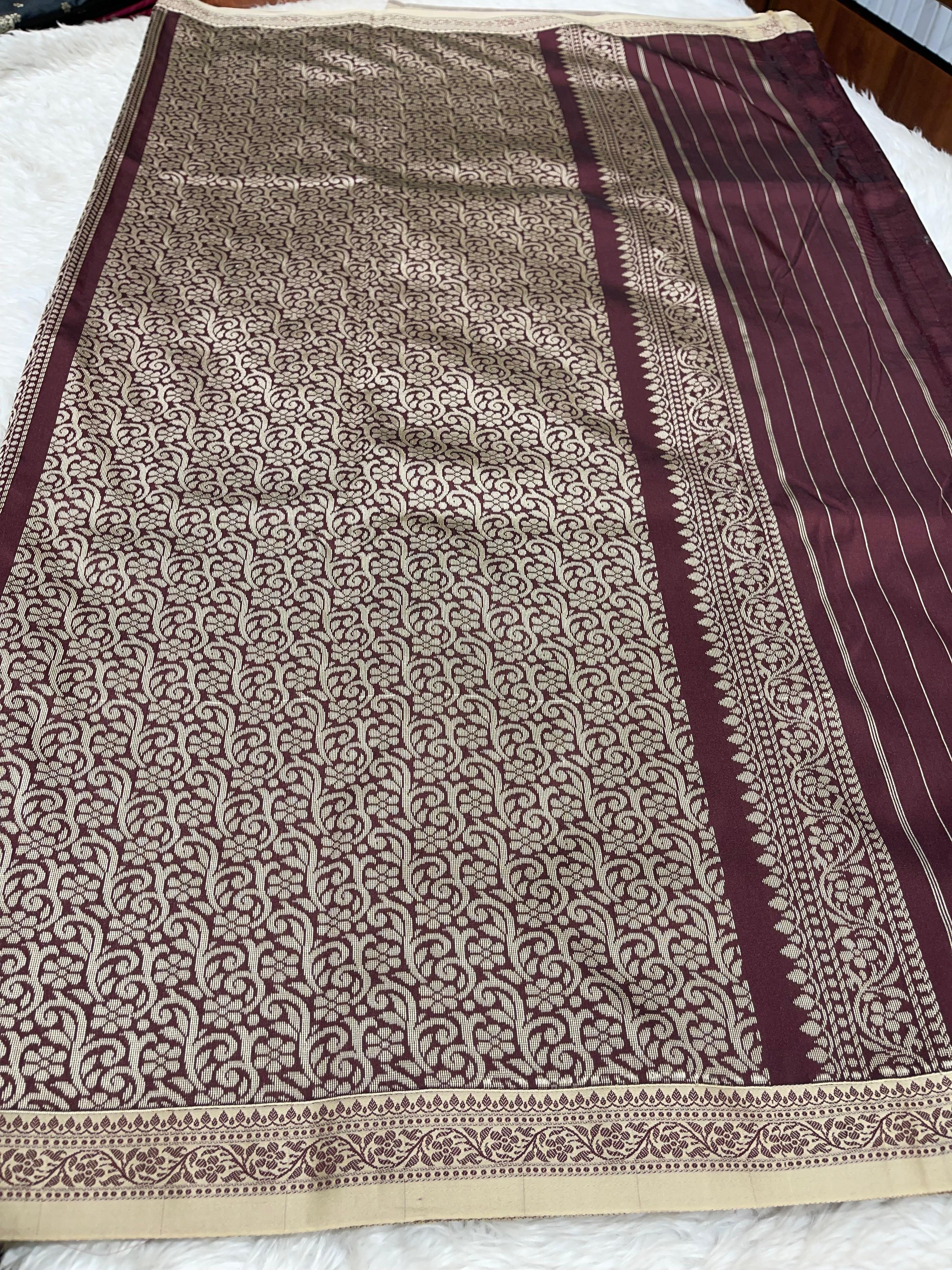 Anika's cotton silk Saree - Butta brown