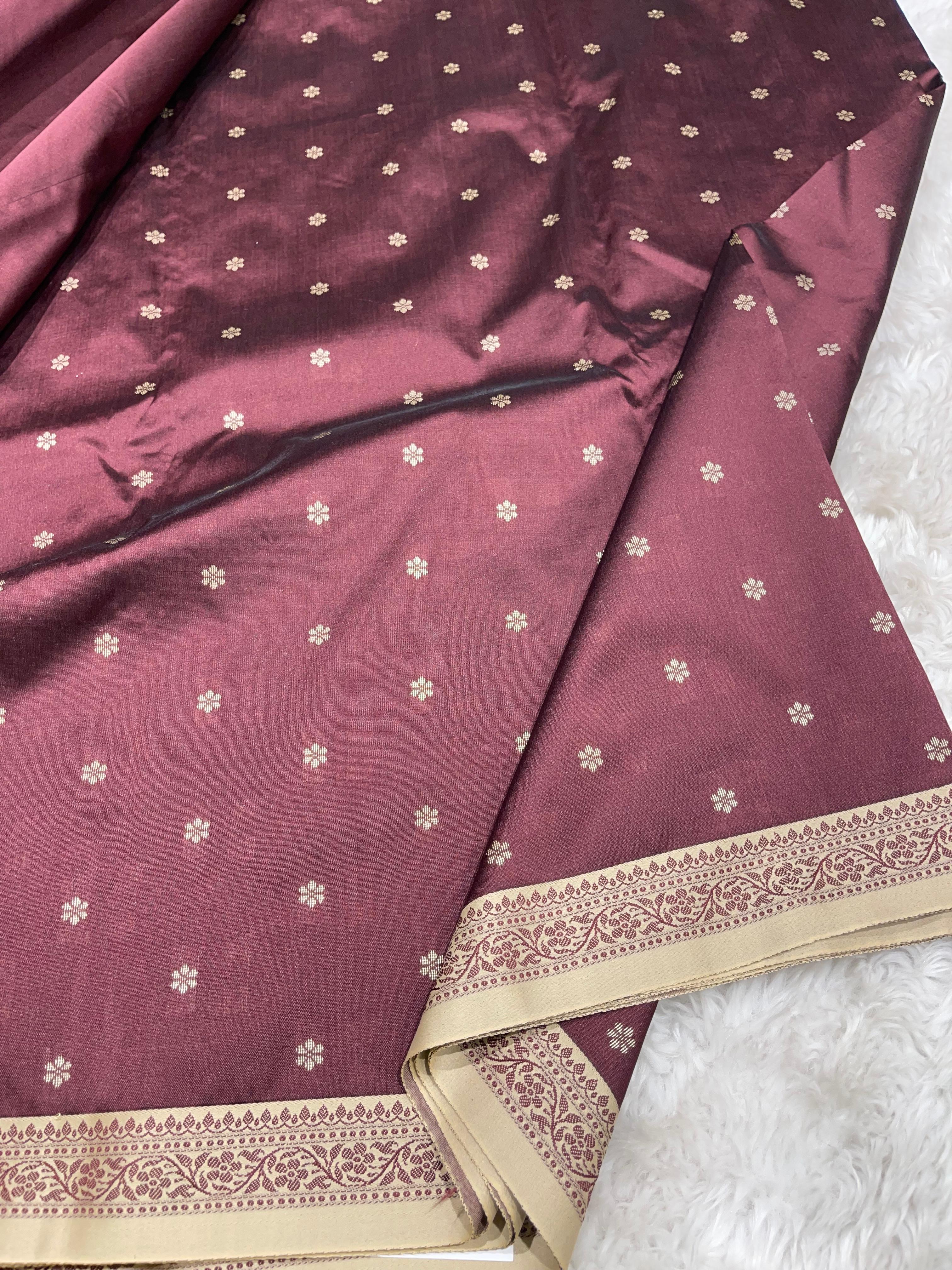 Anika's cotton silk Saree - Butta brown