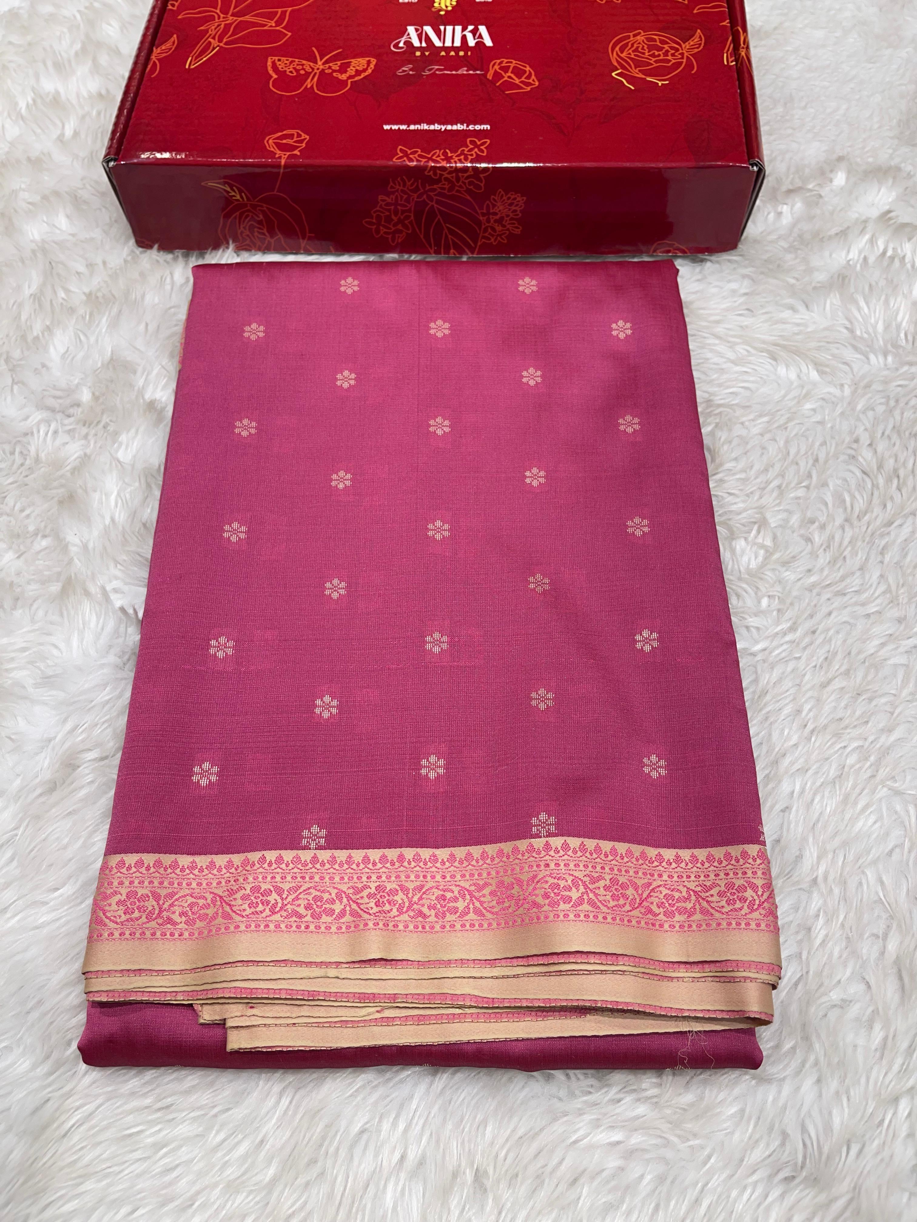 Anika's cotton silk Saree - Butta pink 01
