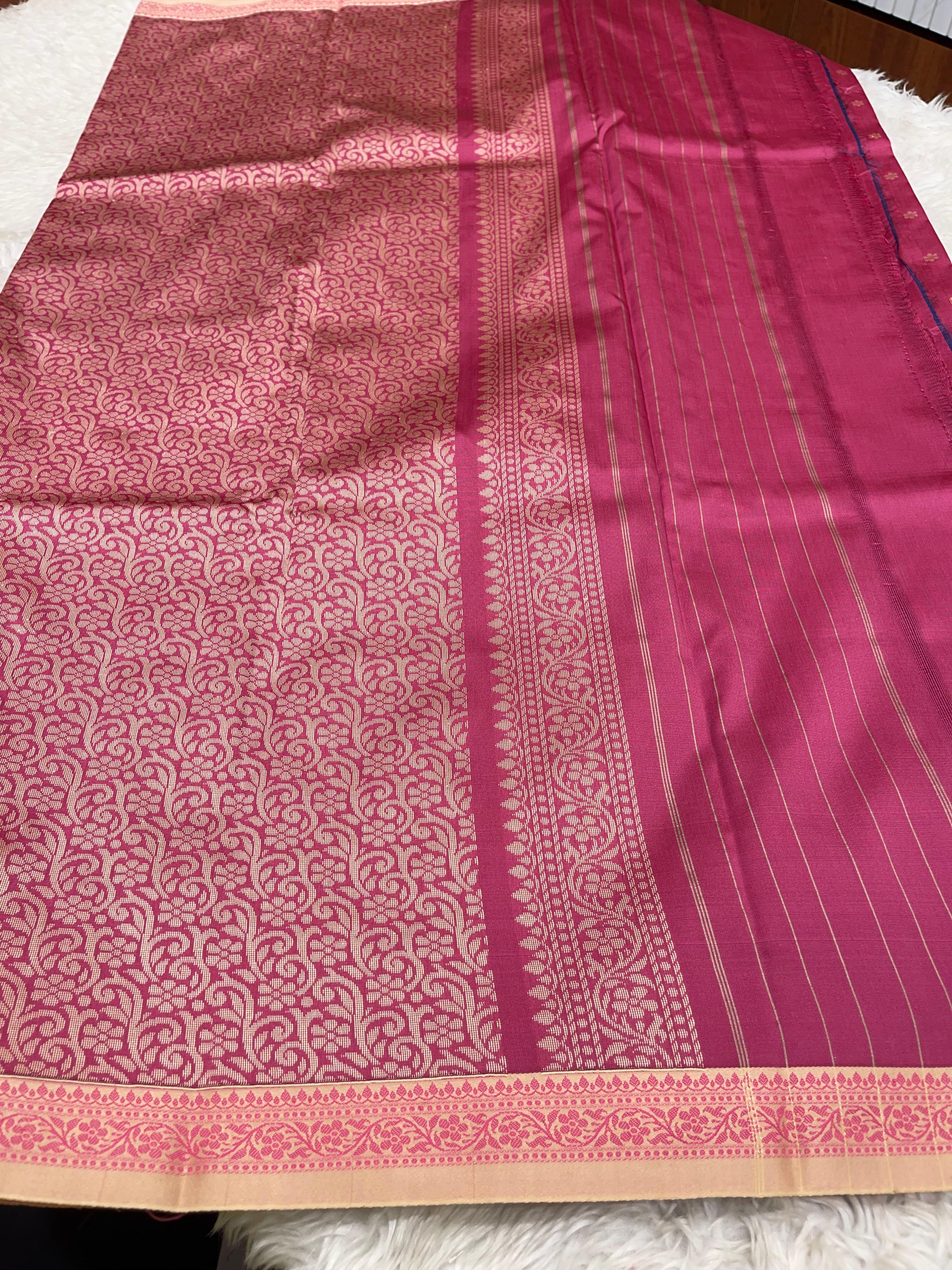 Anika's cotton silk Saree - Butta pink 01