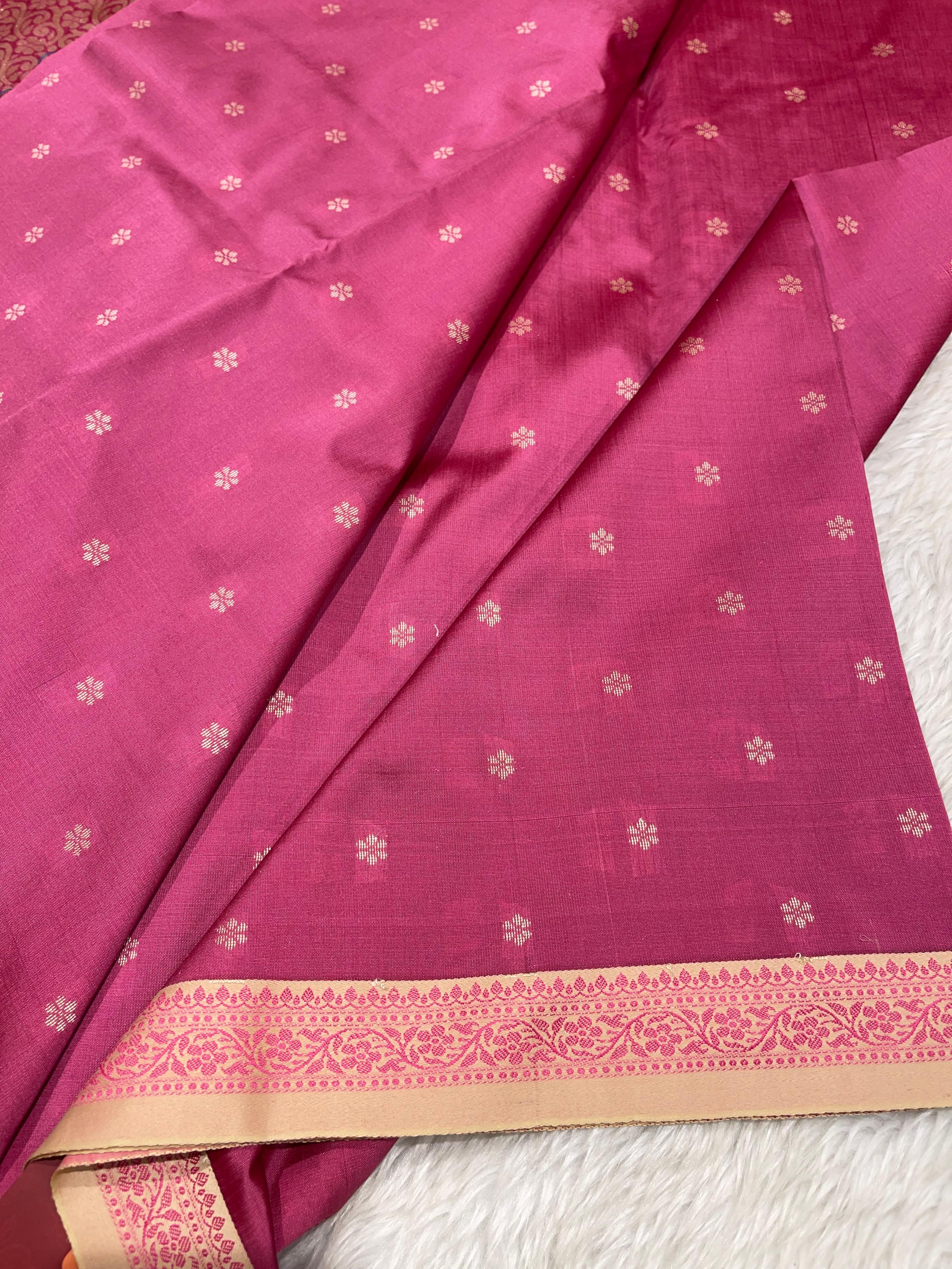 Anika's cotton silk Saree - Butta pink 01