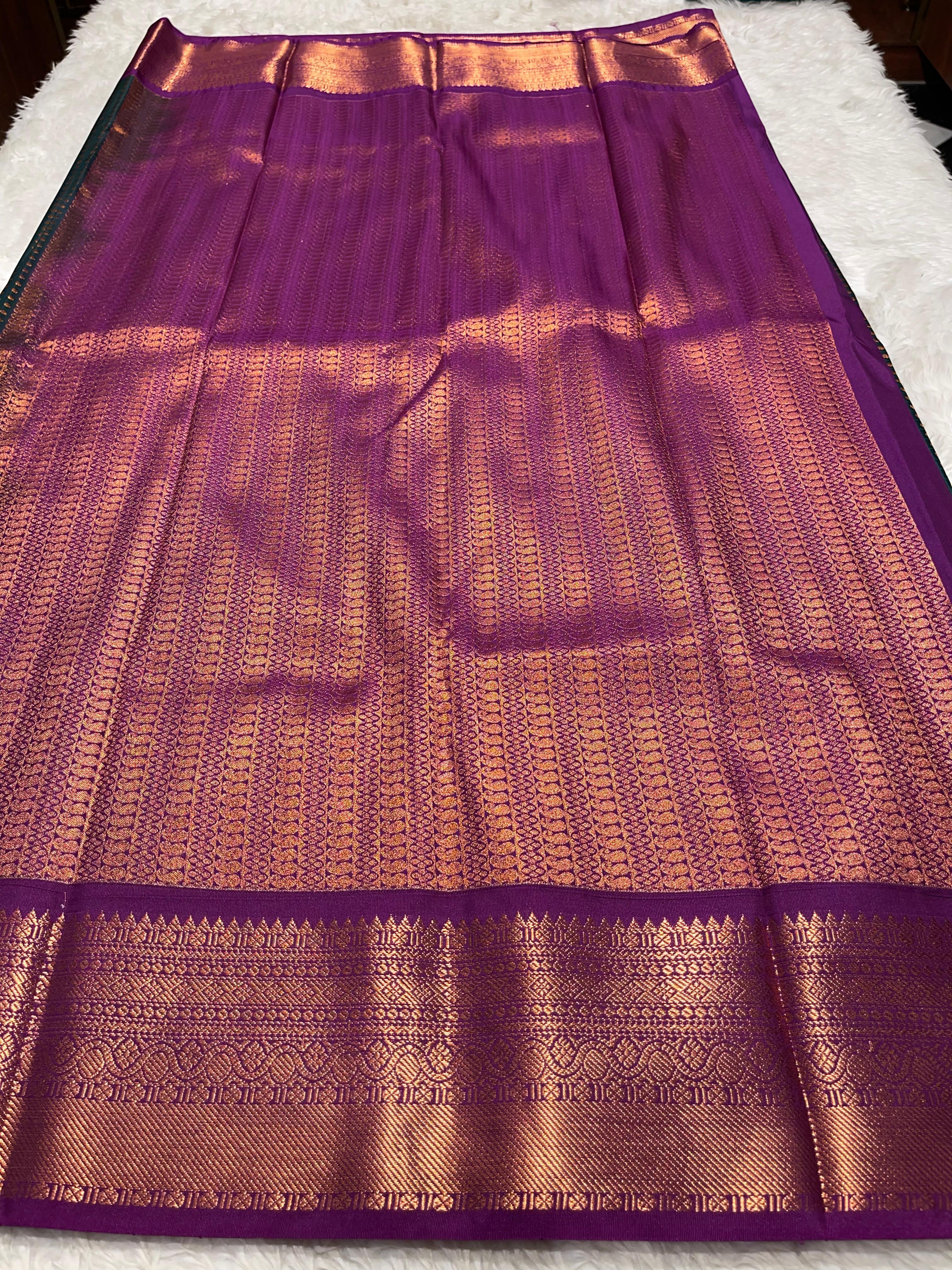 1000 BUTTAS- BOTTLEGREEN WITH  MAGENTA SAREE SAREE