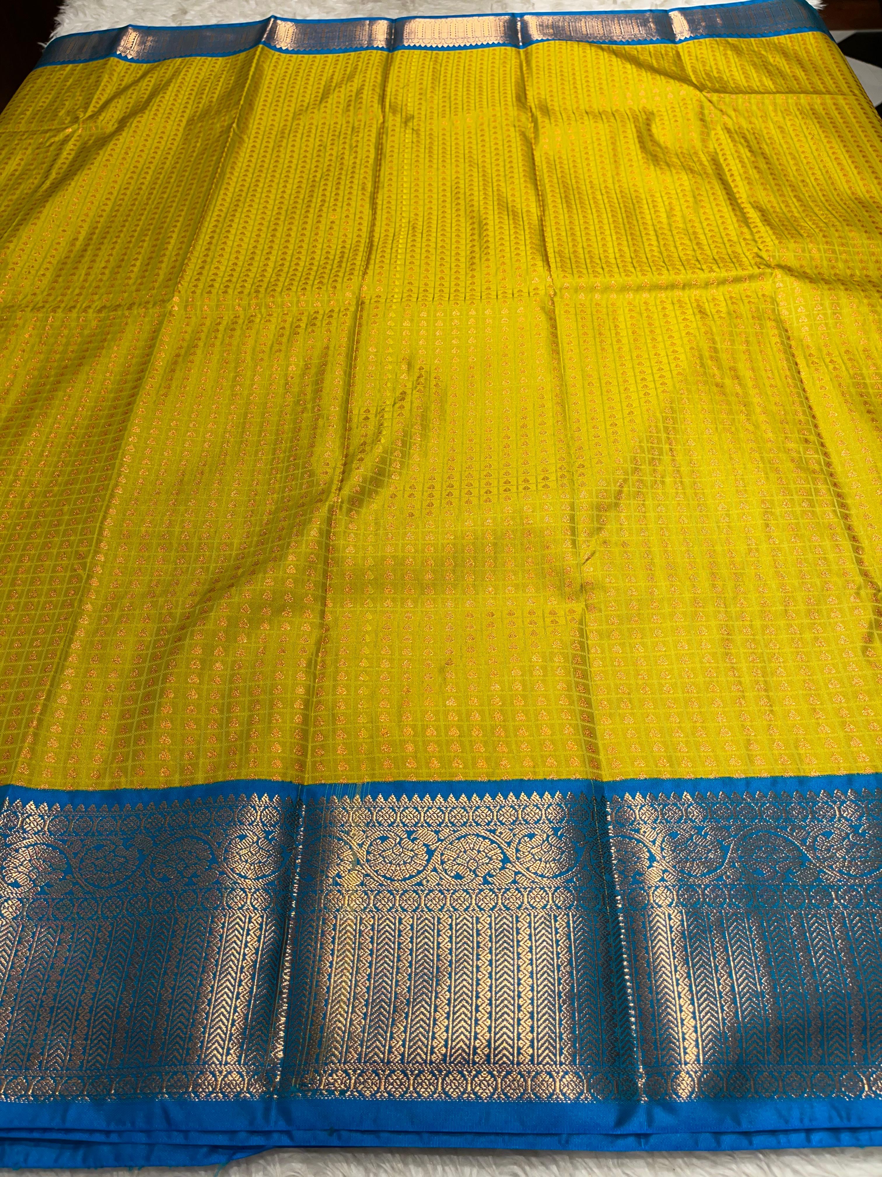 1000 BUTTAS-LIMEYELLOW WITH BOTTLEGREEN SAREE