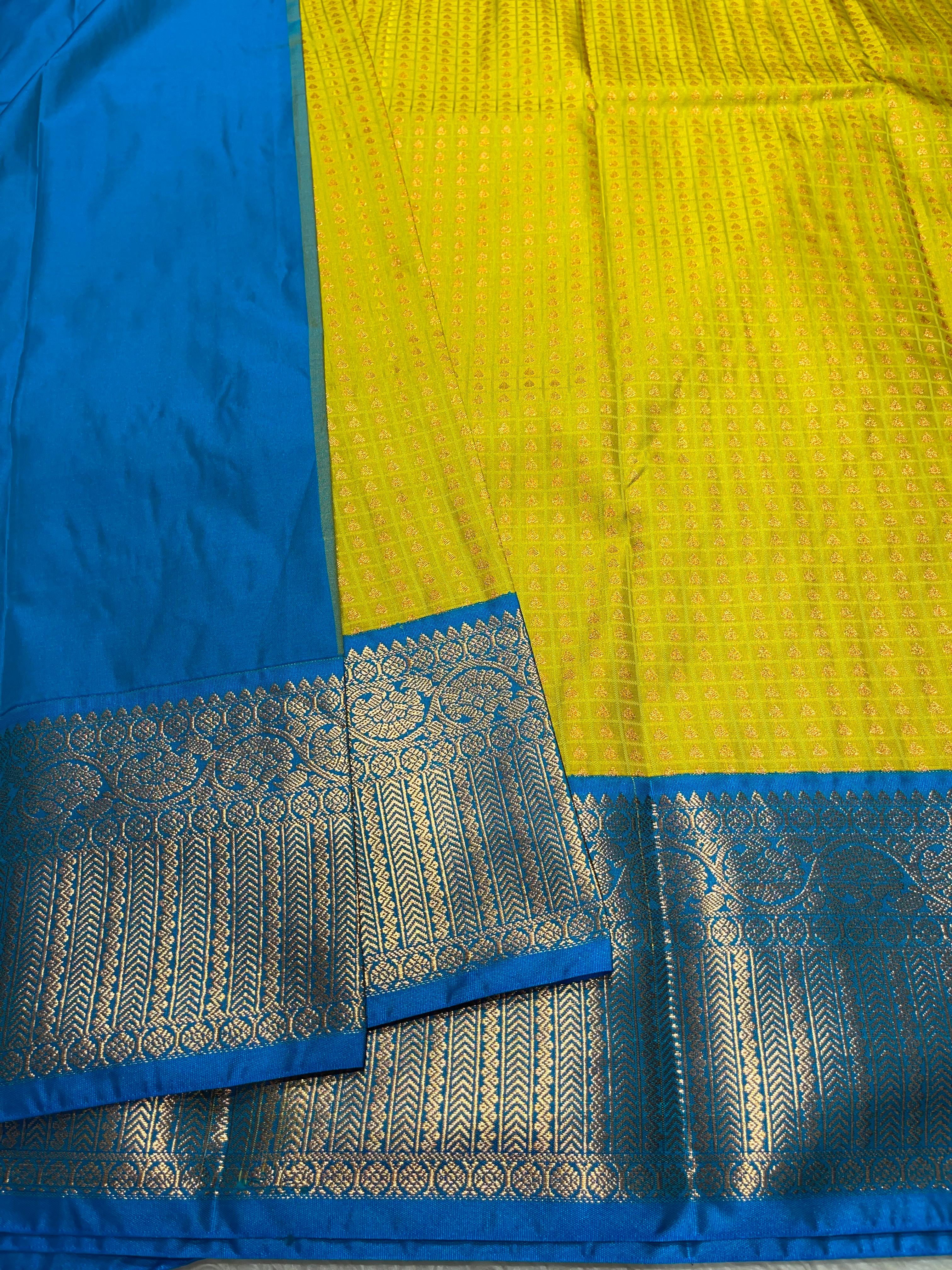 1000 BUTTAS-LIMEYELLOW WITH BOTTLEGREEN SAREE