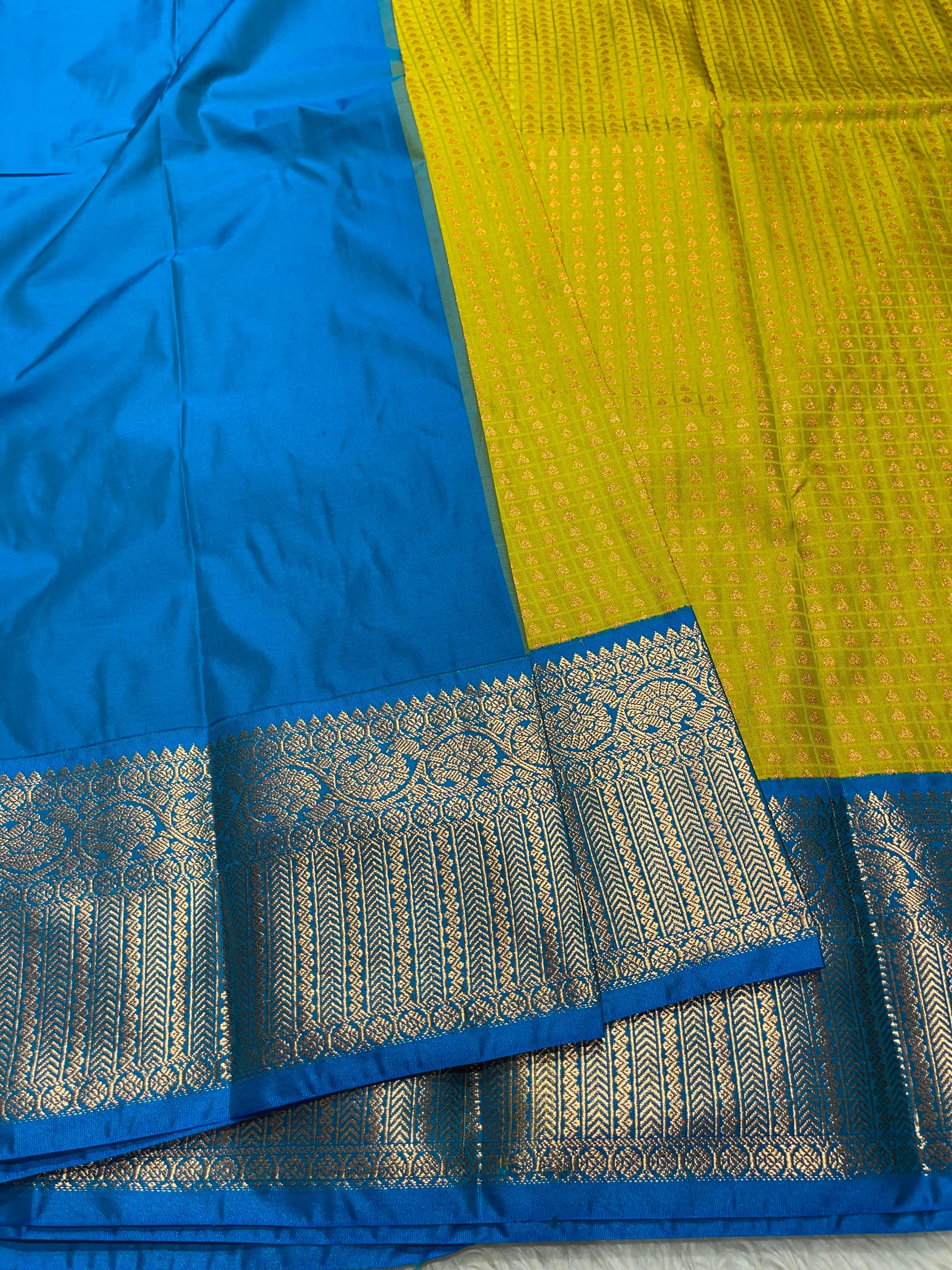 1000 BUTTAS-LIMEYELLOW WITH BOTTLEGREEN SAREE