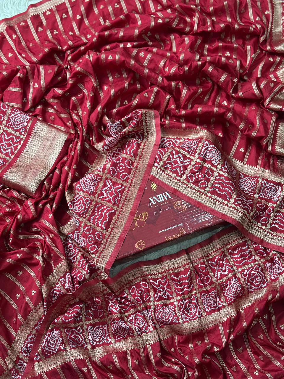 Bandini Exclusive Semi katan silk saree -  RED AT03