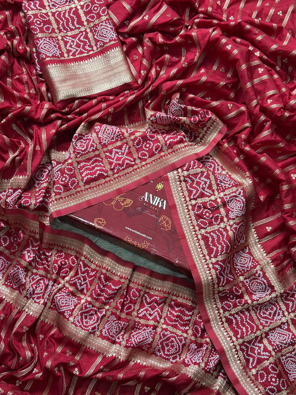 Bandini Exclusive Semi katan silk saree -  RED AT03