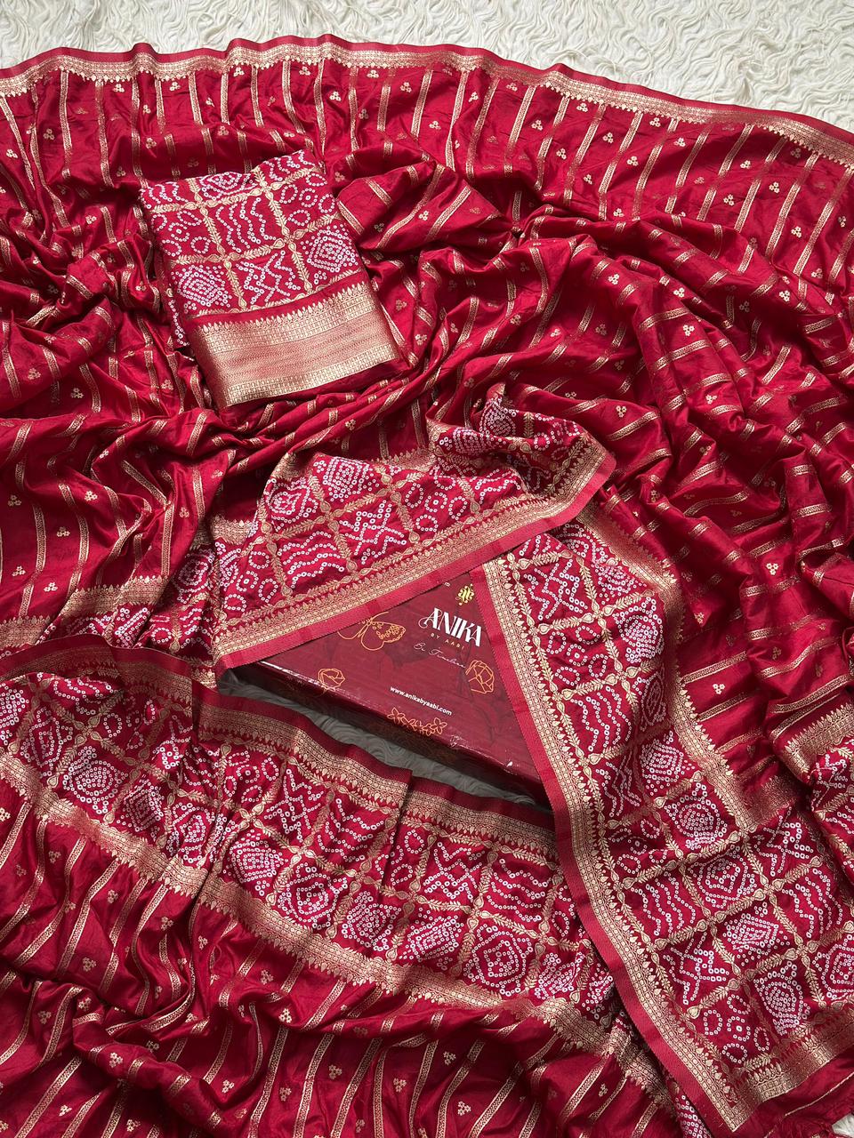 Bandini Exclusive Semi katan silk saree -  RED AT03