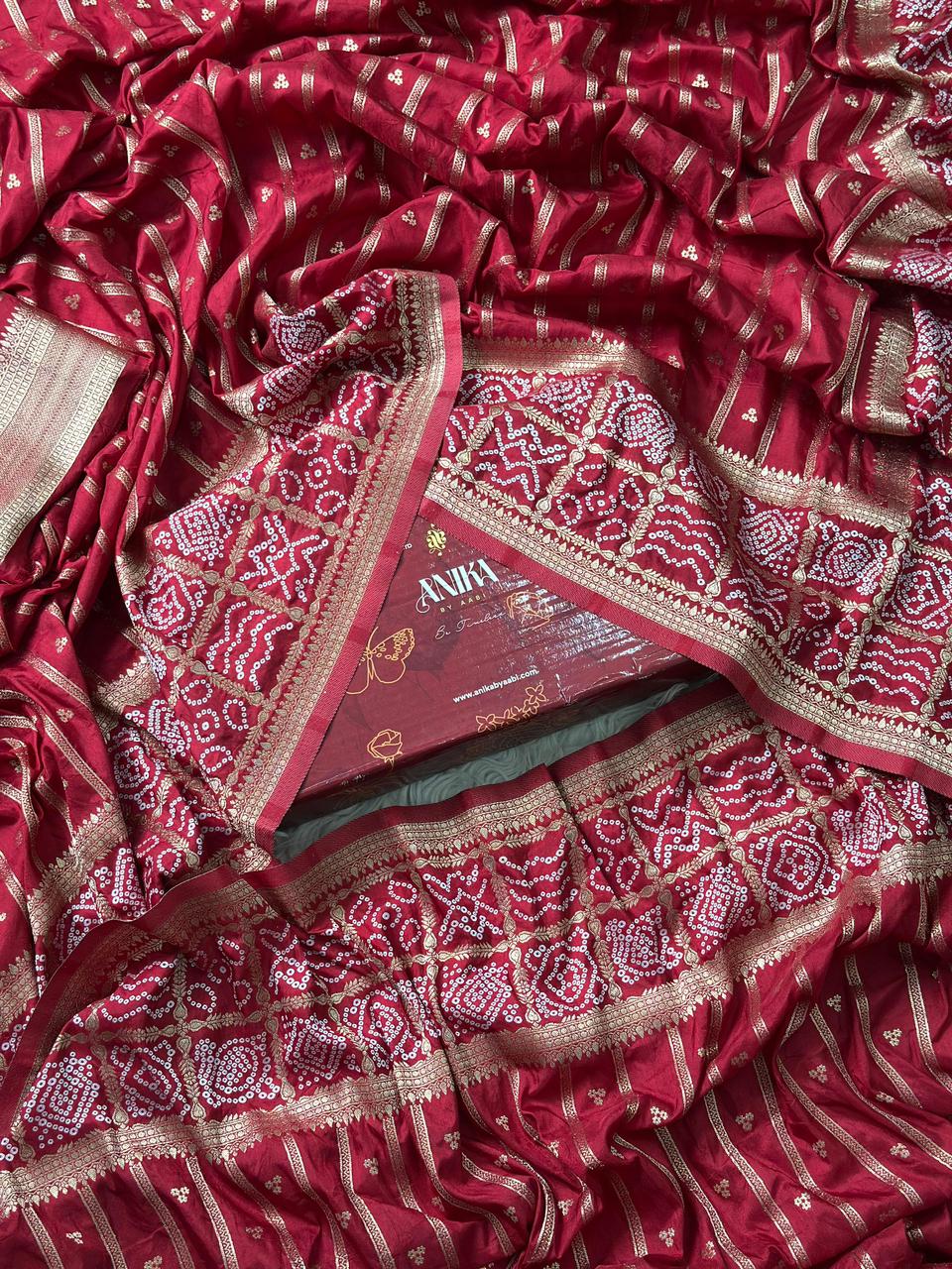 Bandini Exclusive Semi katan silk saree -  RED AT03