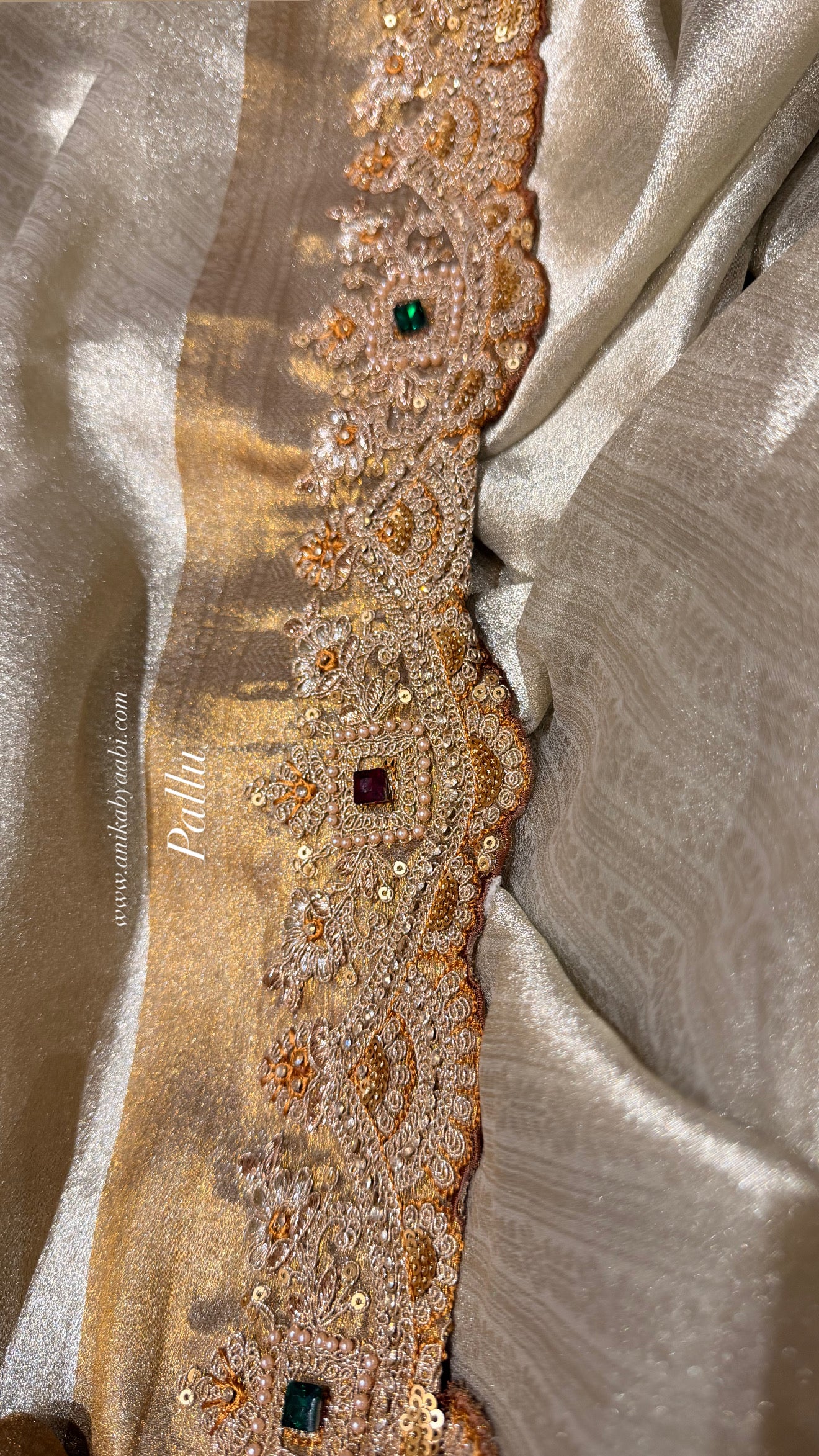 Festive Edit - Banarasi Tissue silver & Gold Designer saree with scallop work
