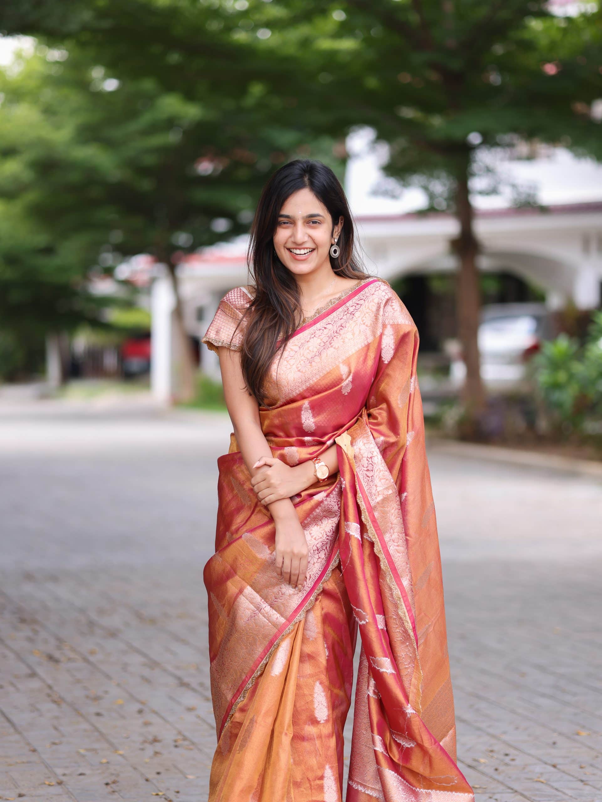 TISSUE JHANVI-RANIPINK DUAL TONE SAREE