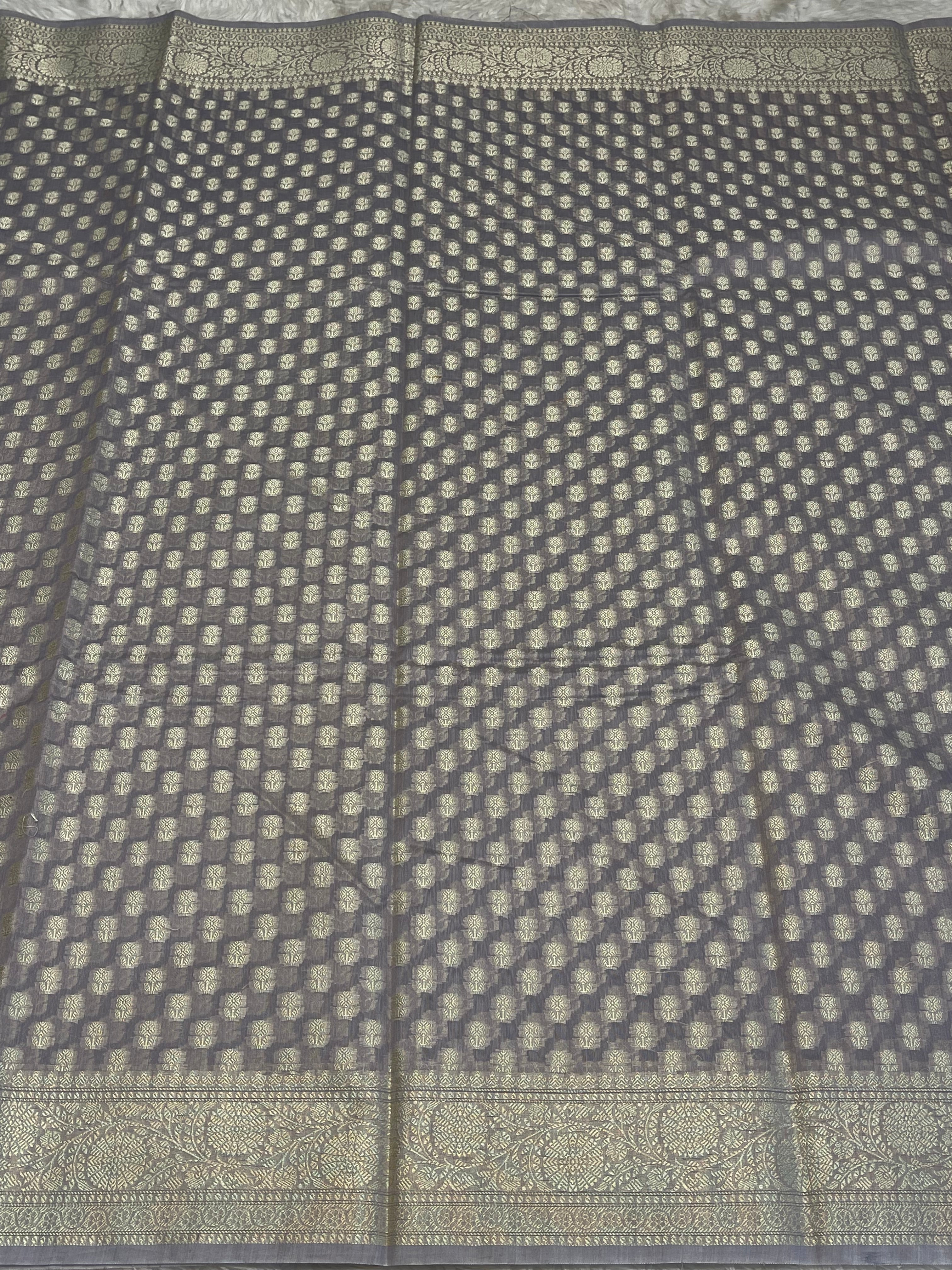 ANIKA'S BANARASI KORA COTTON - SAGE GREY