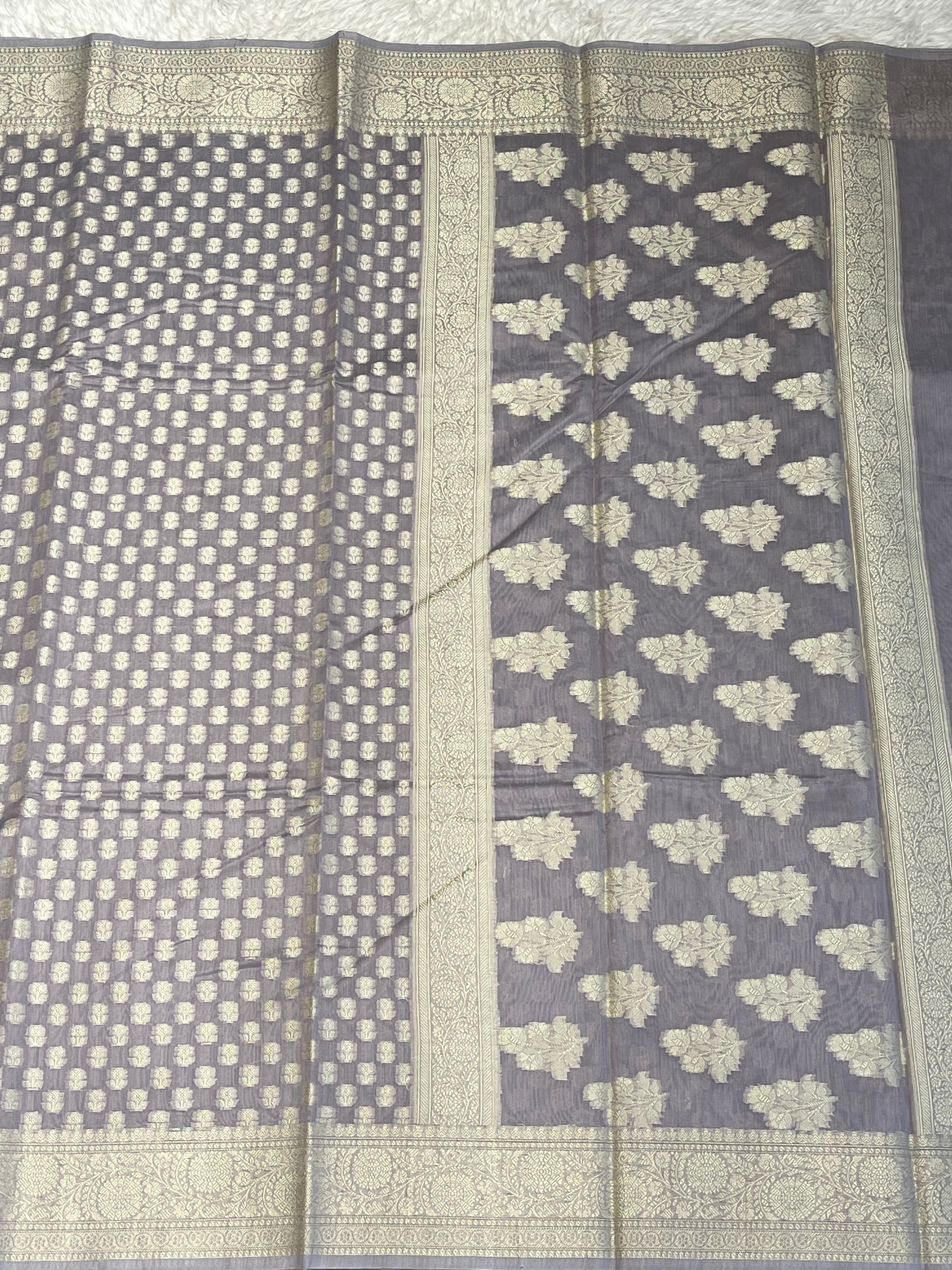 ANIKA'S BANARASI KORA COTTON - SAGE GREY