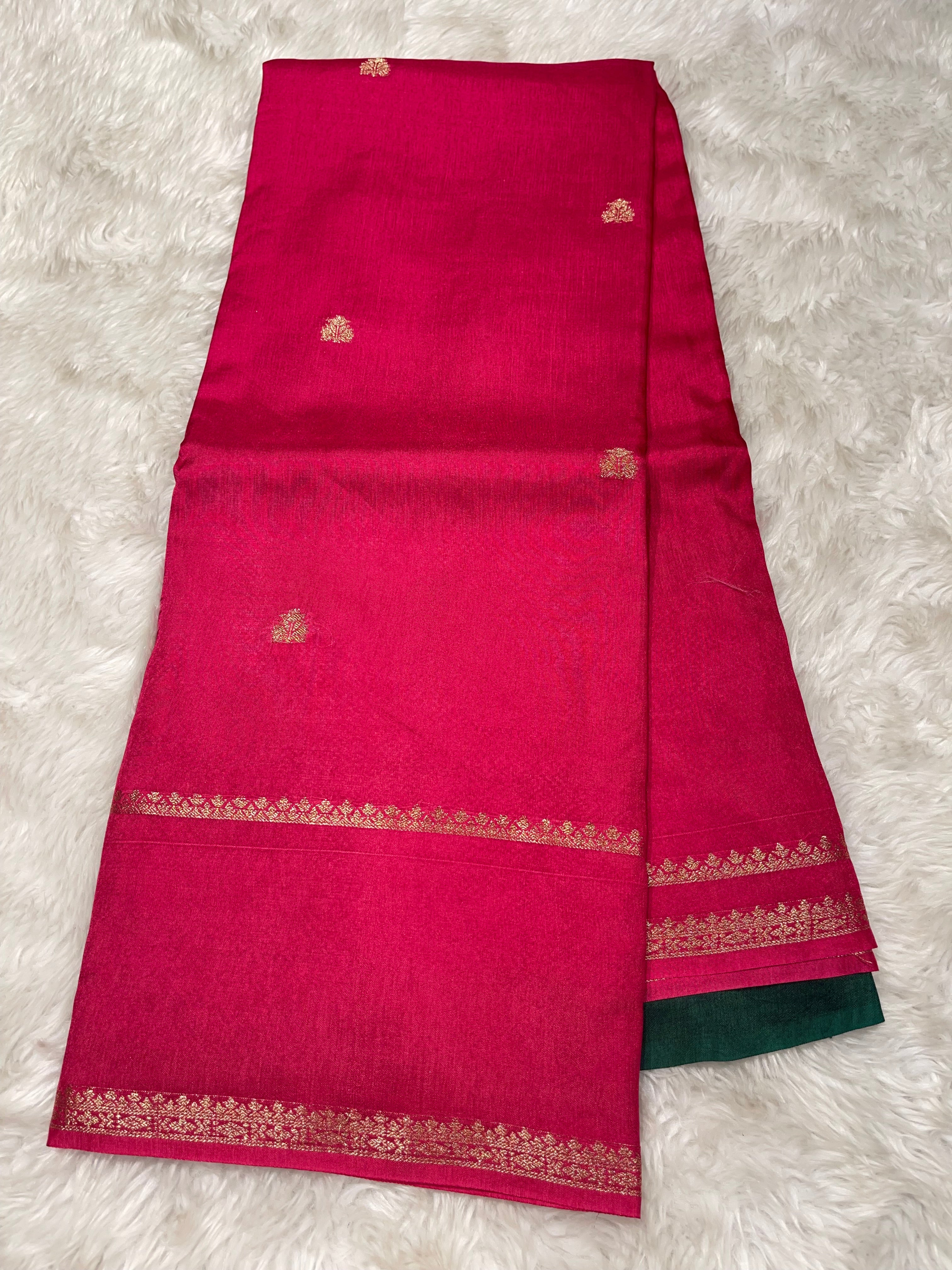 Viscose Chinon Silk Saree  - Ranipink vcs01