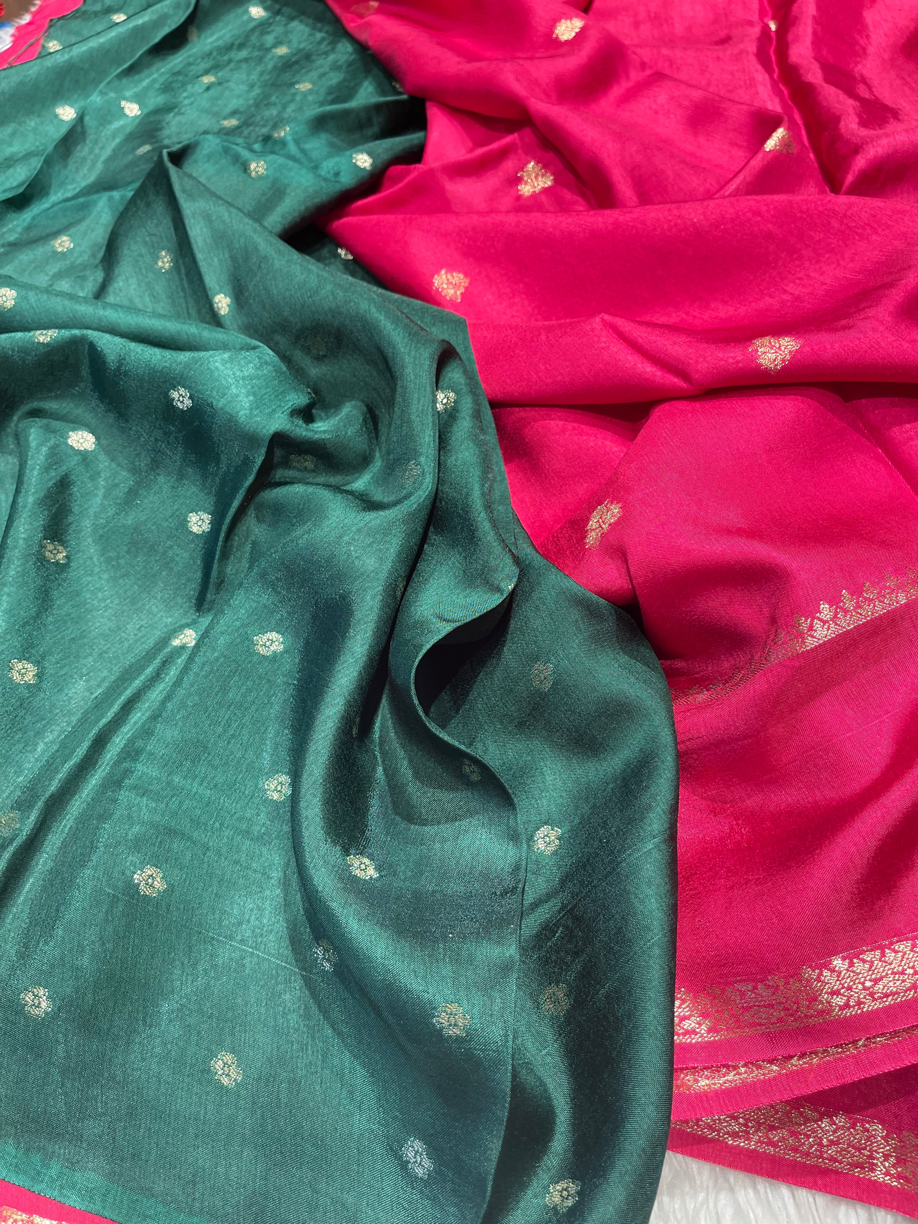 Viscose Chinon Silk Saree  - Ranipink vcs01