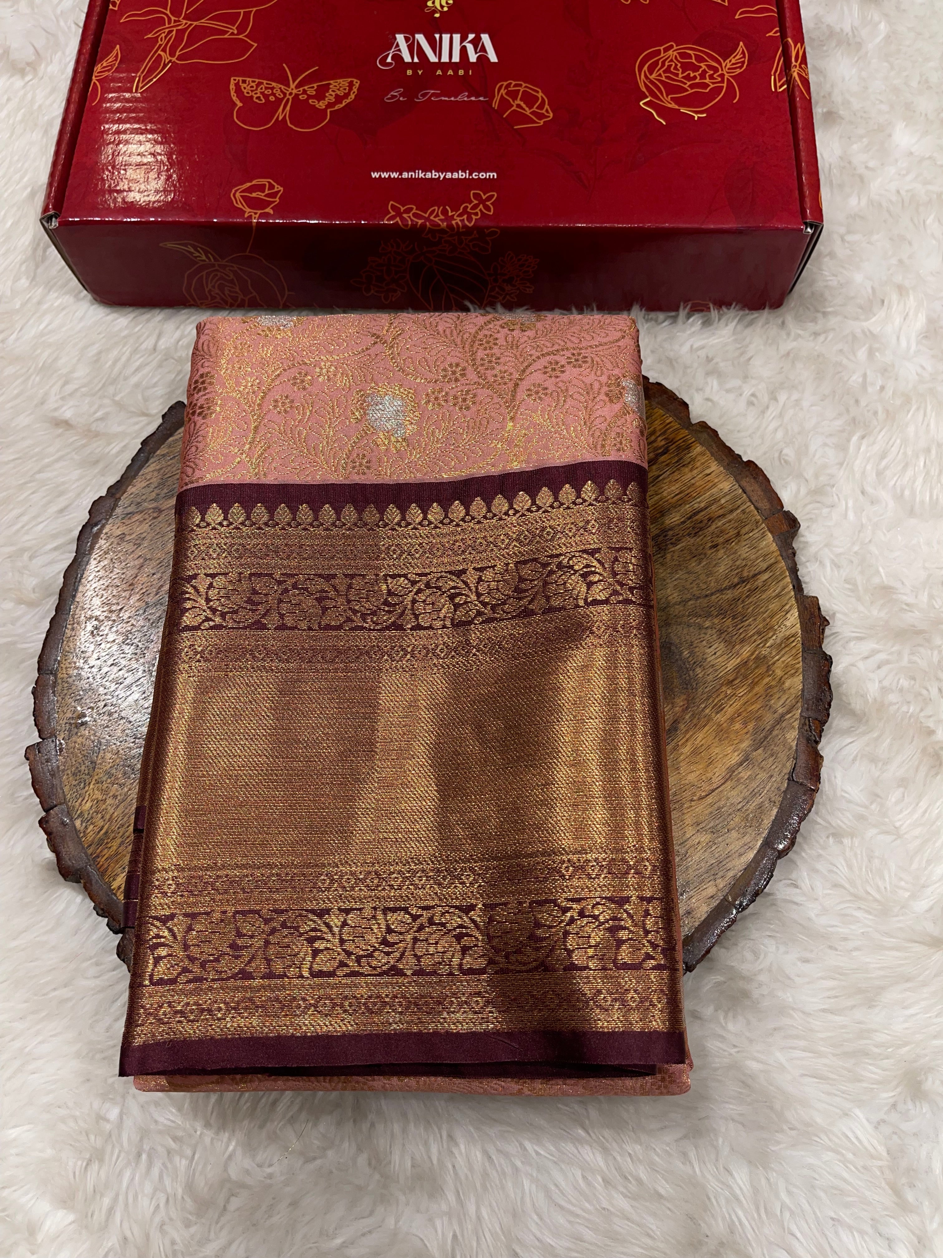 Anika’s Floral brocade semi silk  Saree-AF01