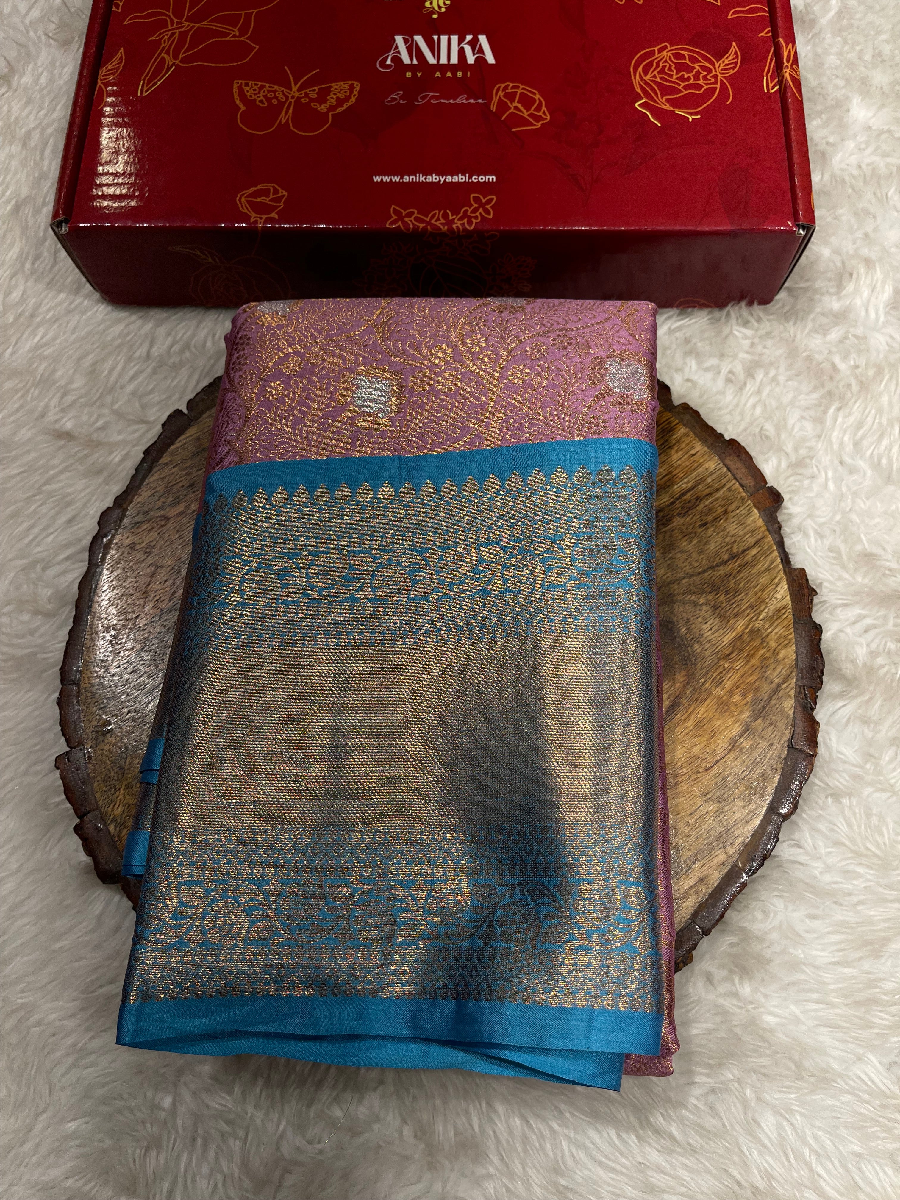 Anika’s Floral brocade semi silk  Saree-AF02