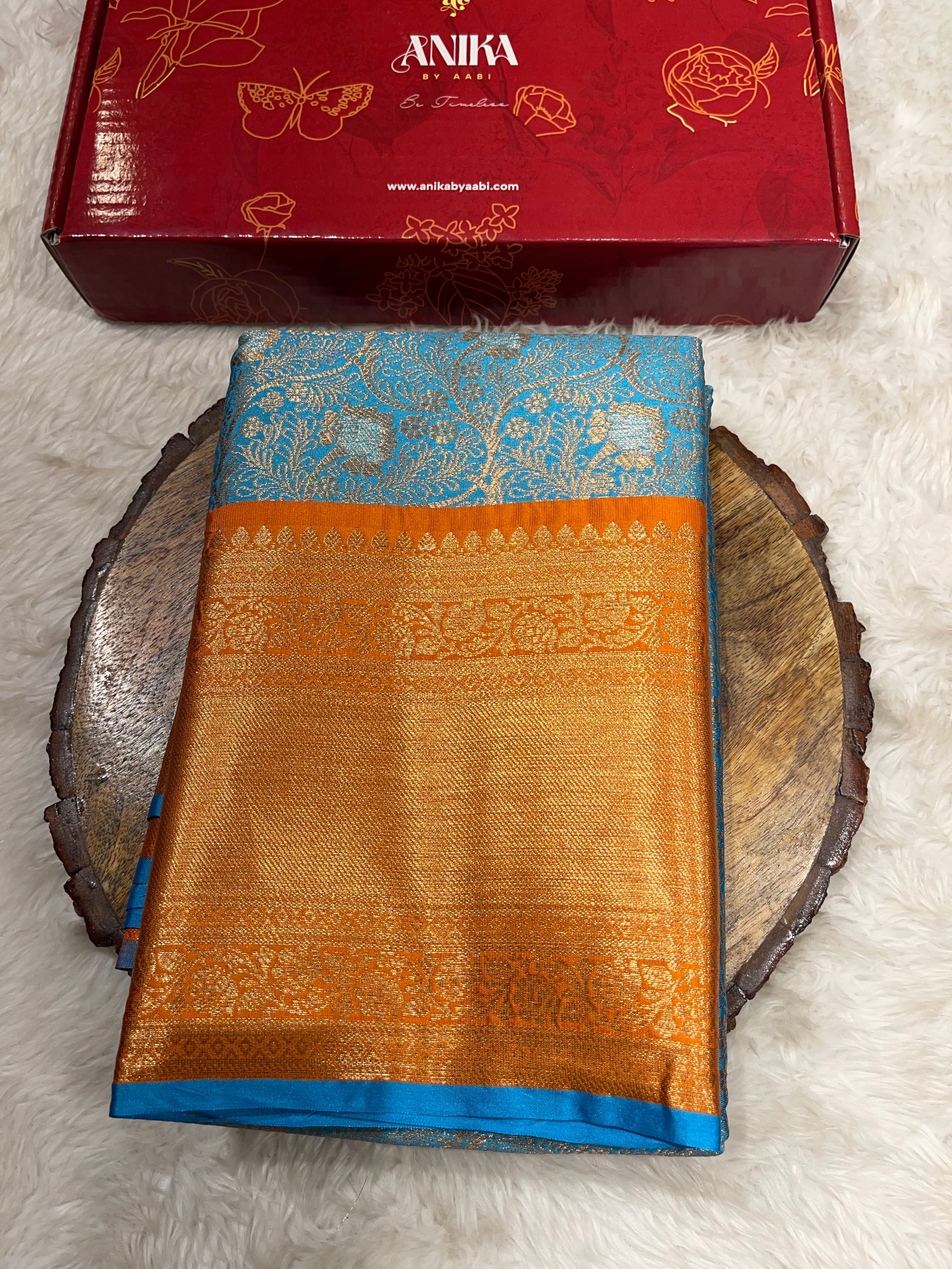 Anika’s Floral brocade semi silk  Saree-AF03