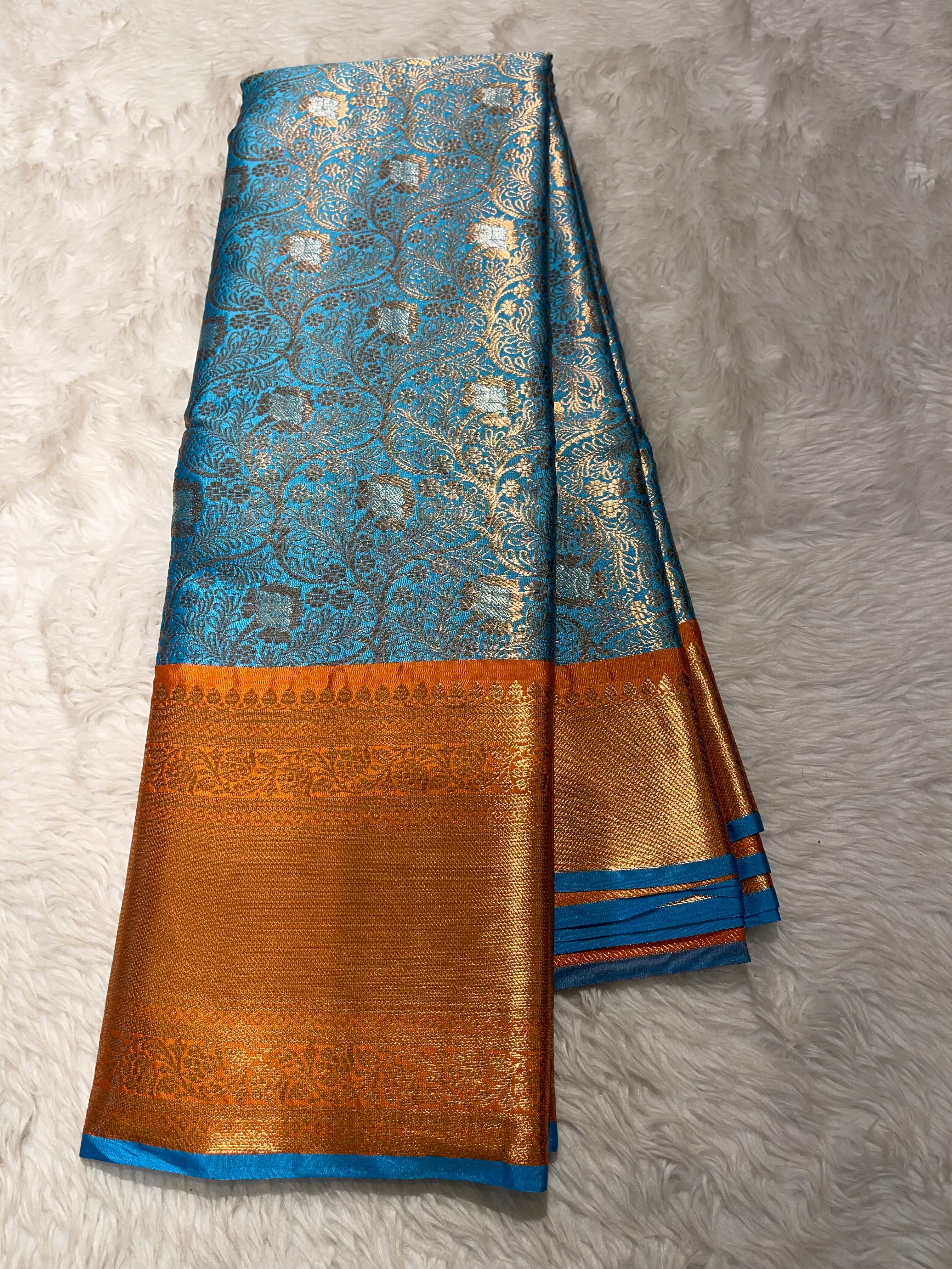 Anika’s Floral brocade semi silk  Saree-AF03