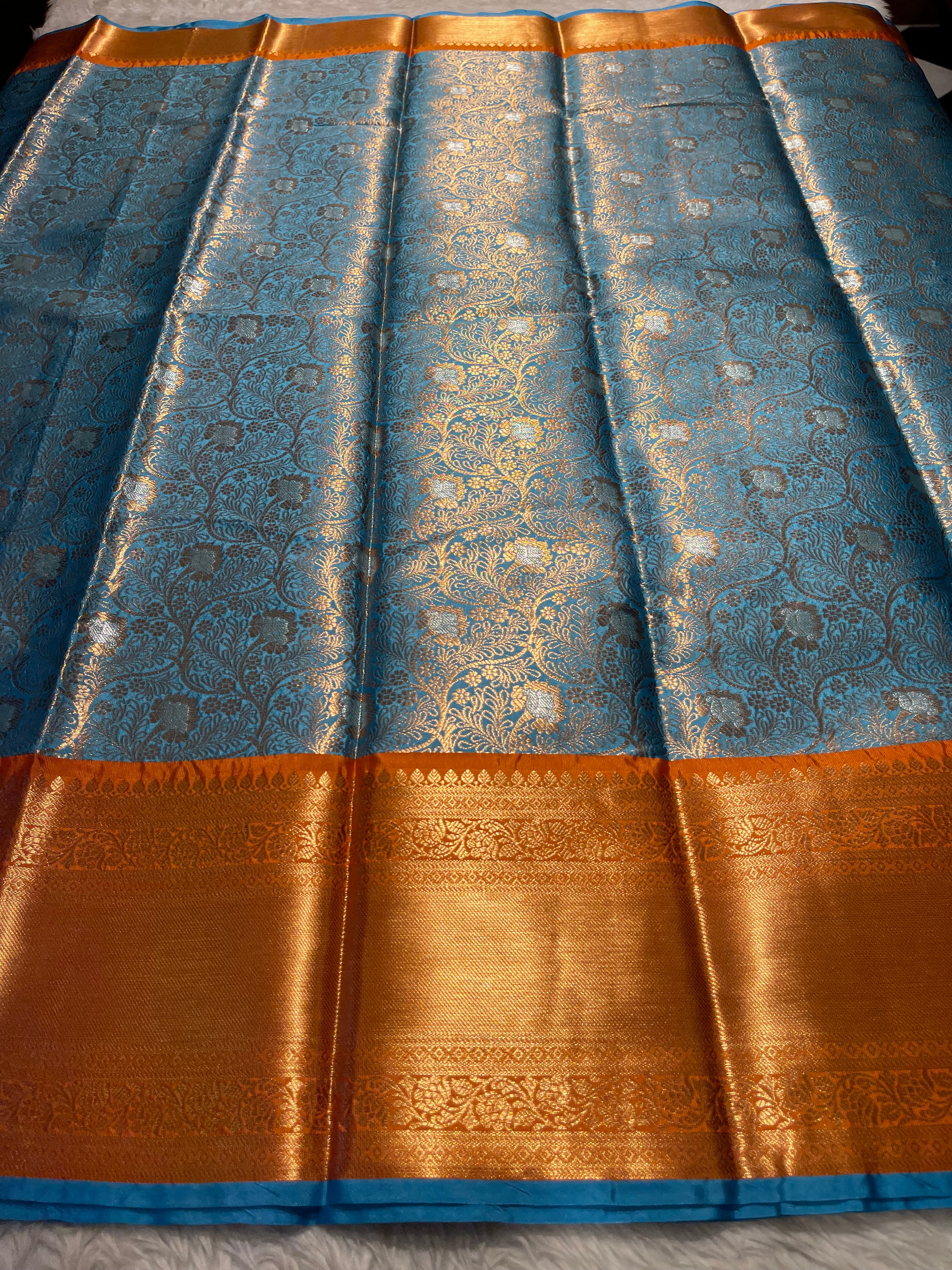 Anika’s Floral brocade semi silk  Saree-AF03