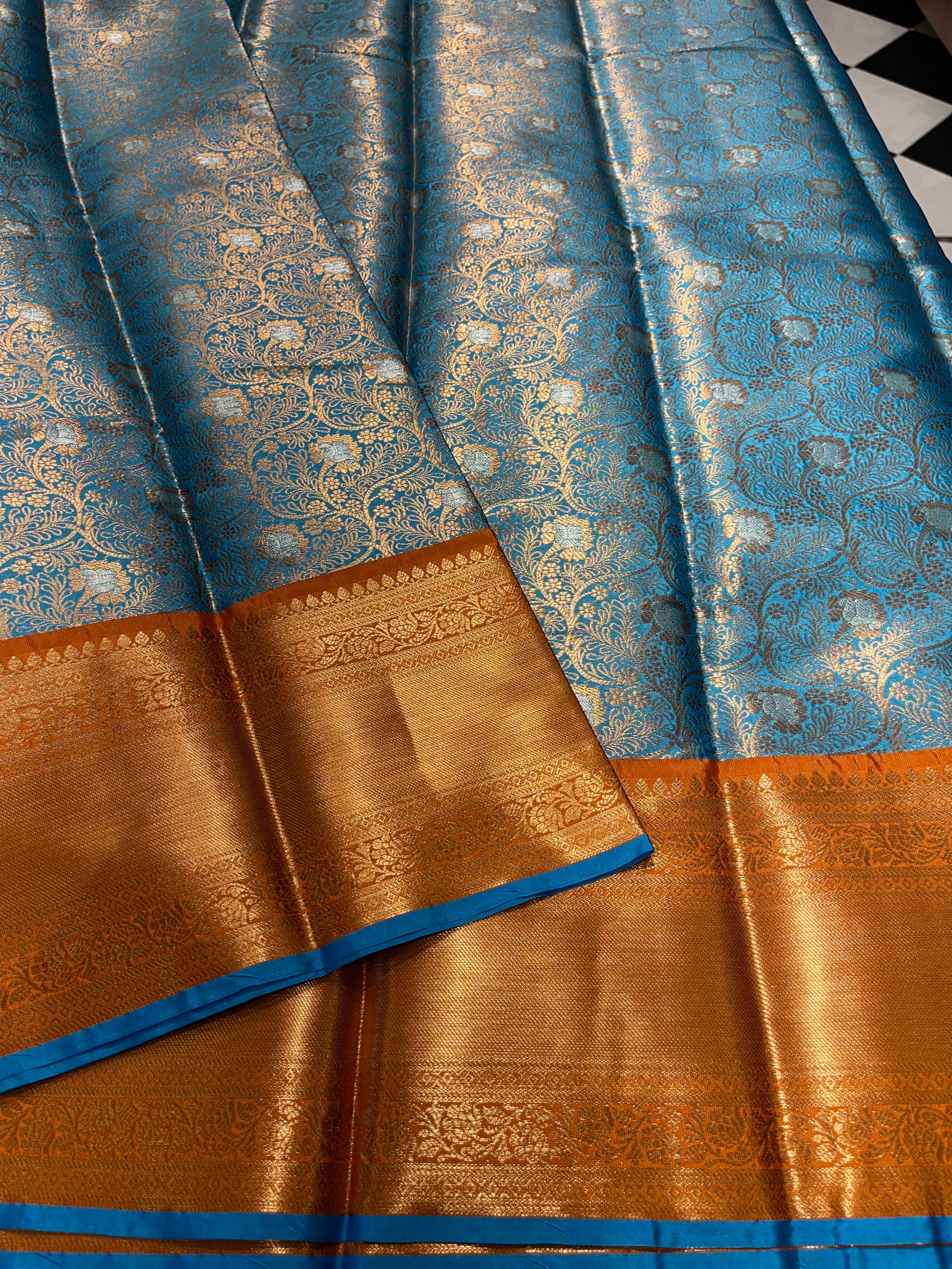 Anika’s Floral brocade semi silk  Saree-AF03