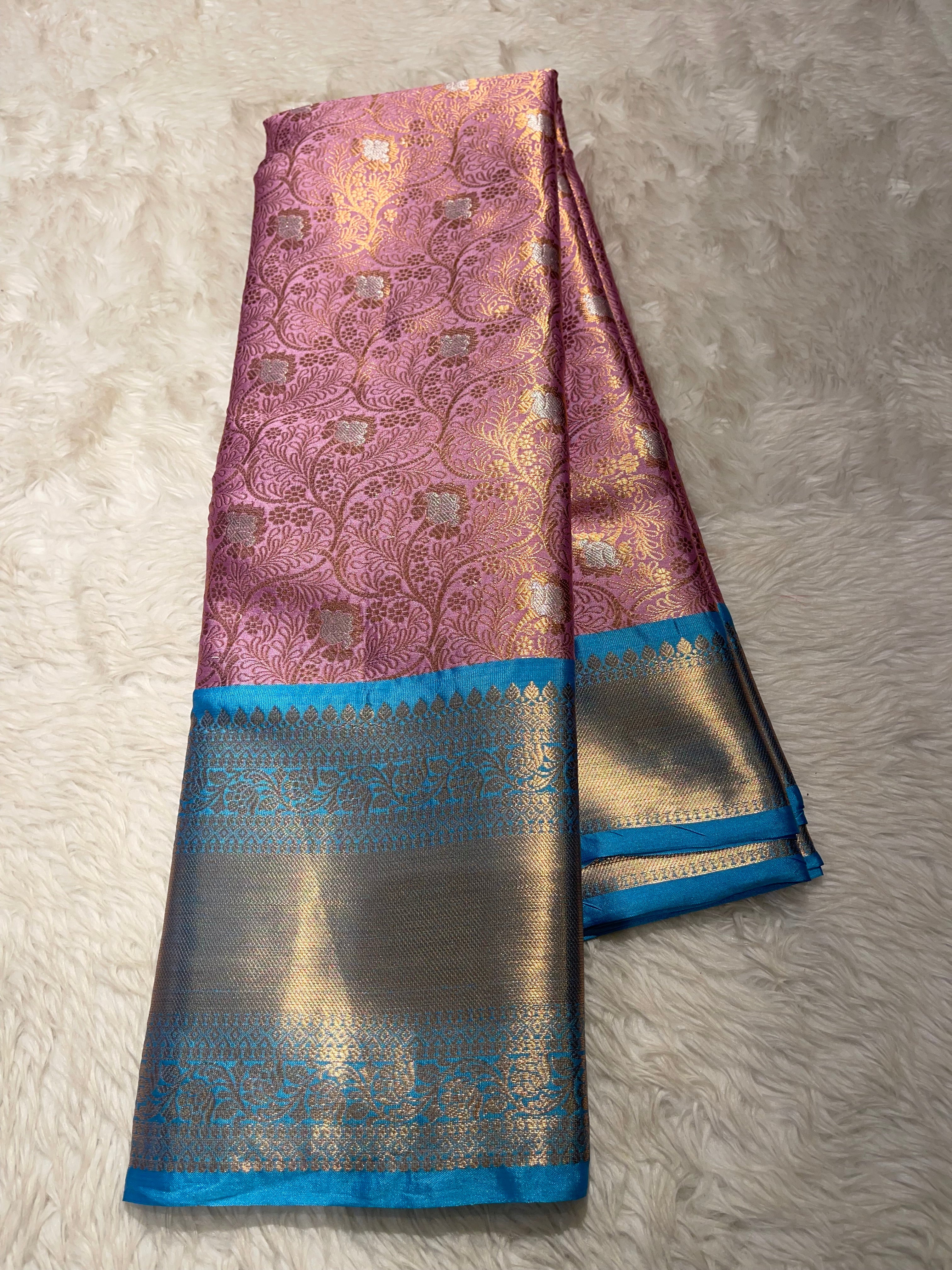 Anika’s Floral brocade semi silk  Saree-AF02
