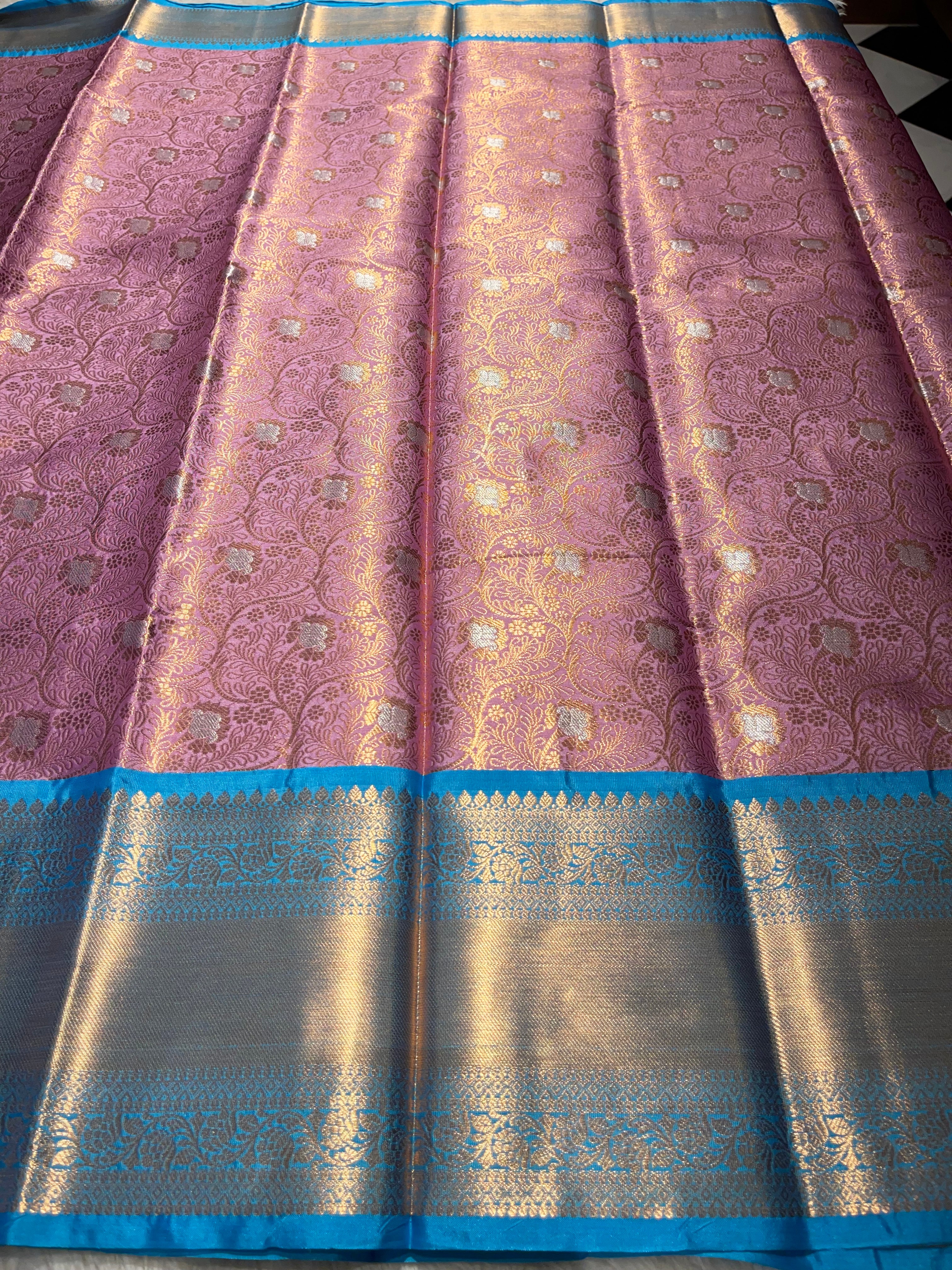 Anika’s Floral brocade semi silk  Saree-AF02