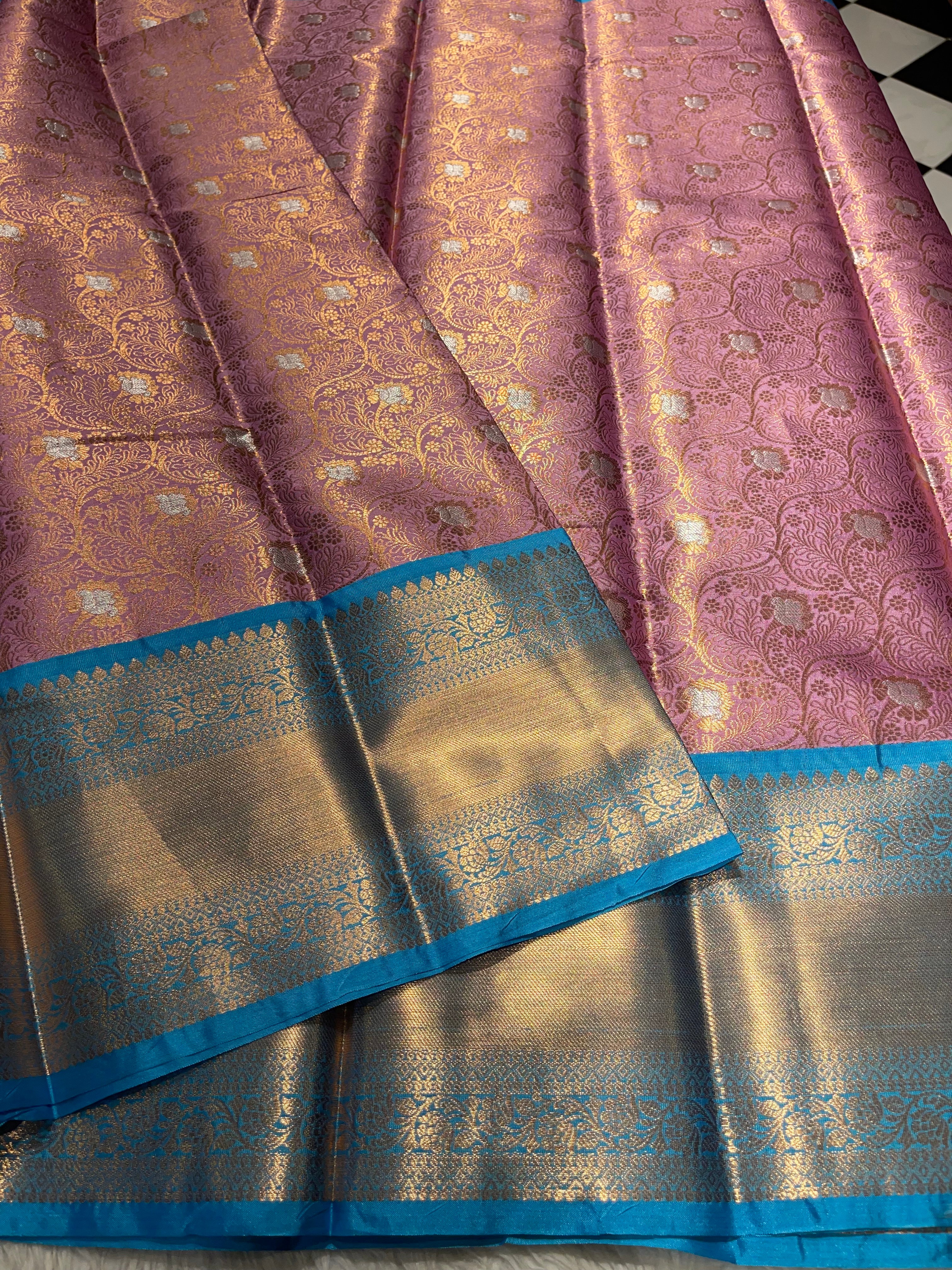 Anika’s Floral brocade semi silk  Saree-AF02