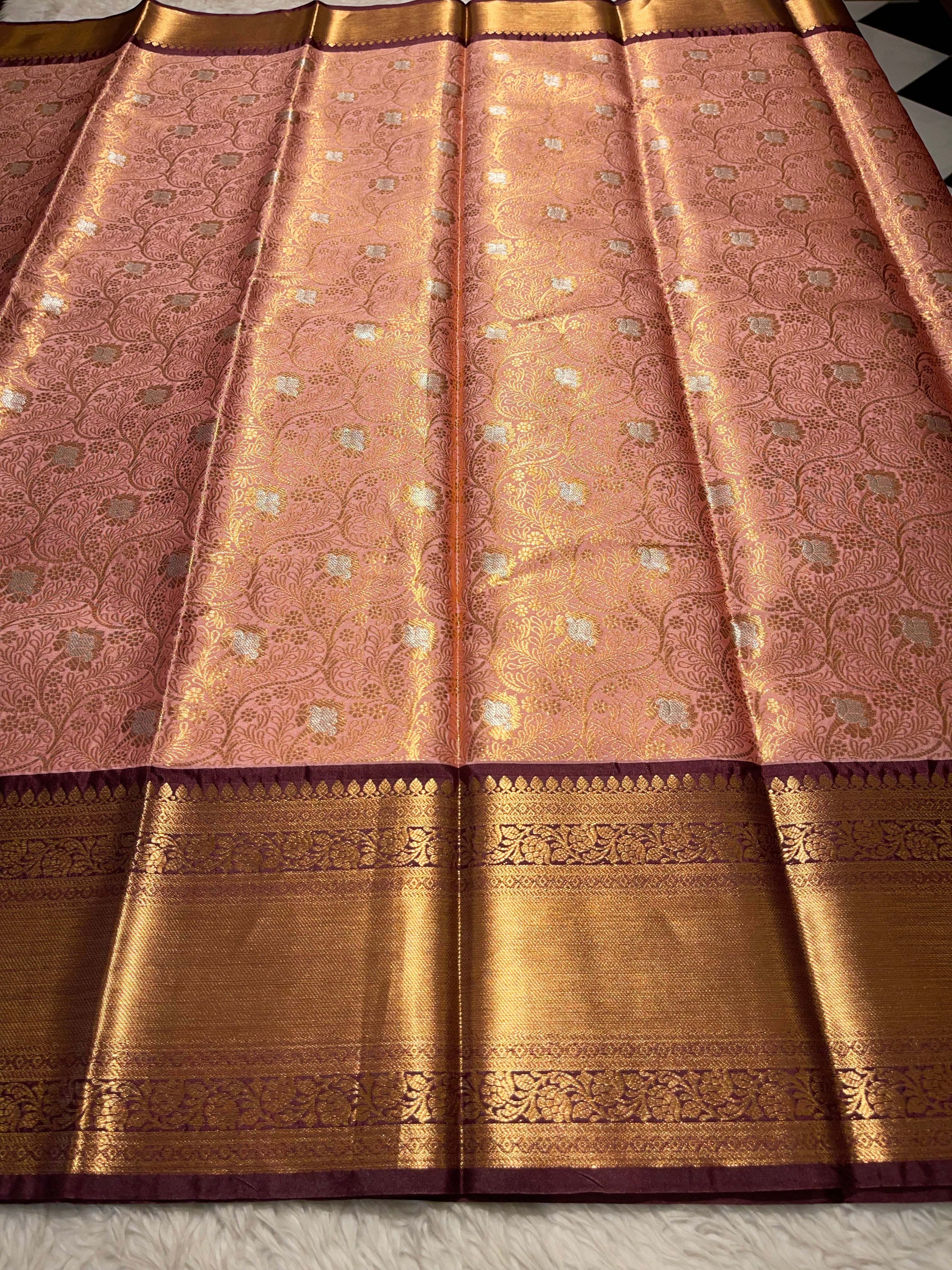 Anika’s Floral brocade semi silk  Saree-AF01