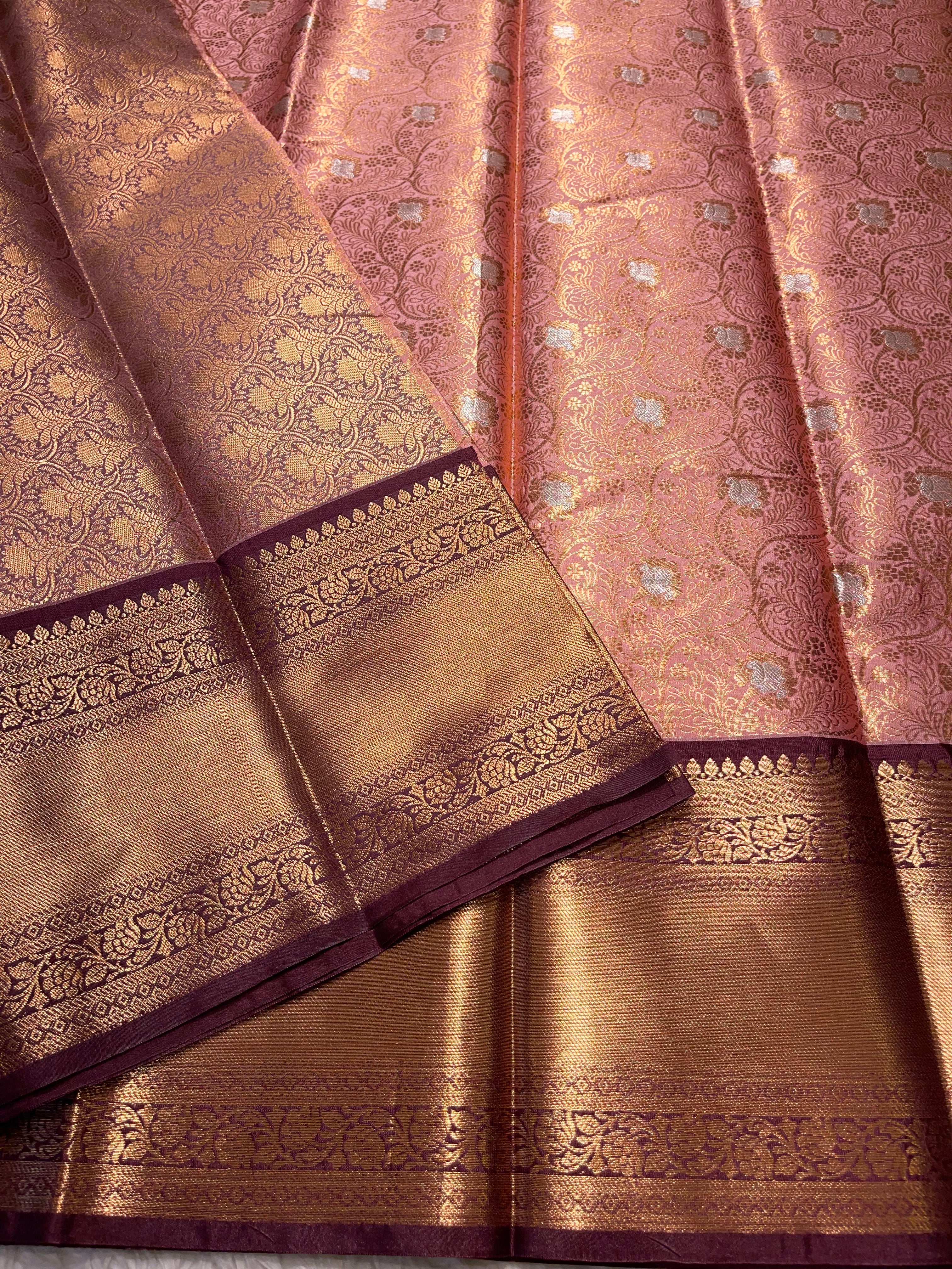 Anika’s Floral brocade semi silk  Saree-AF01