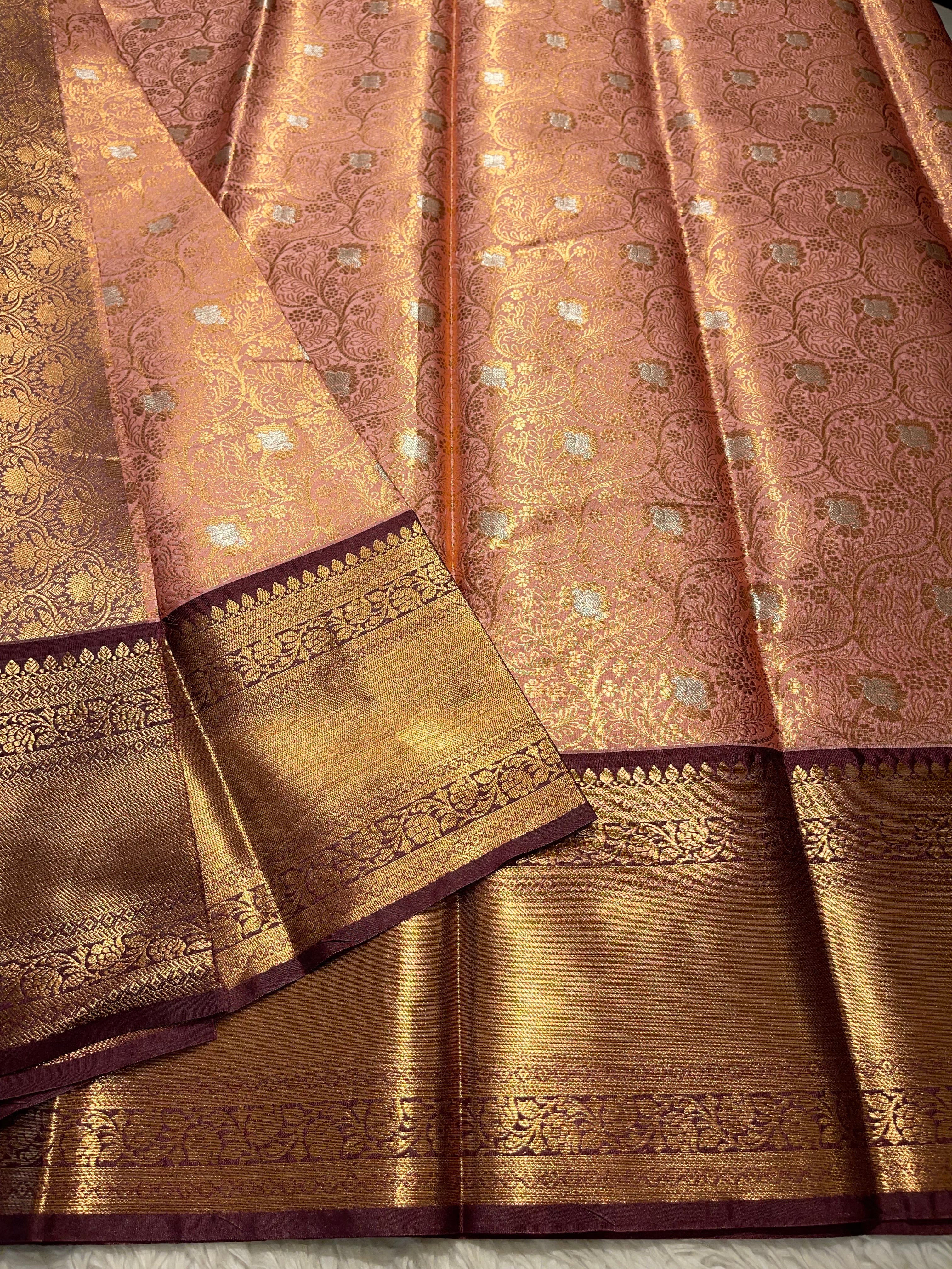 Anika’s Floral brocade semi silk  Saree-AF01