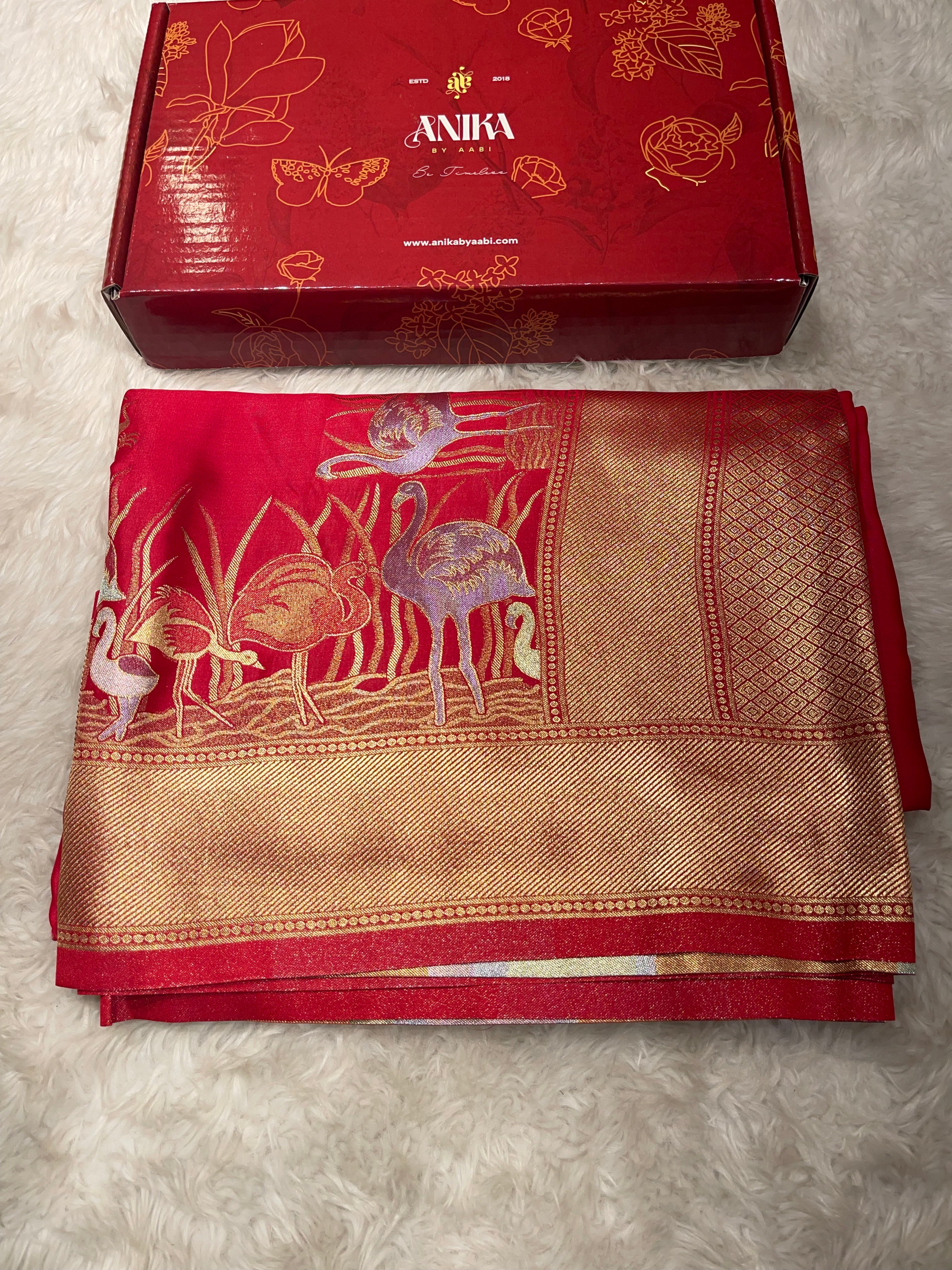 Banarasi semi katan mushro soft silk Saree- Red delight
