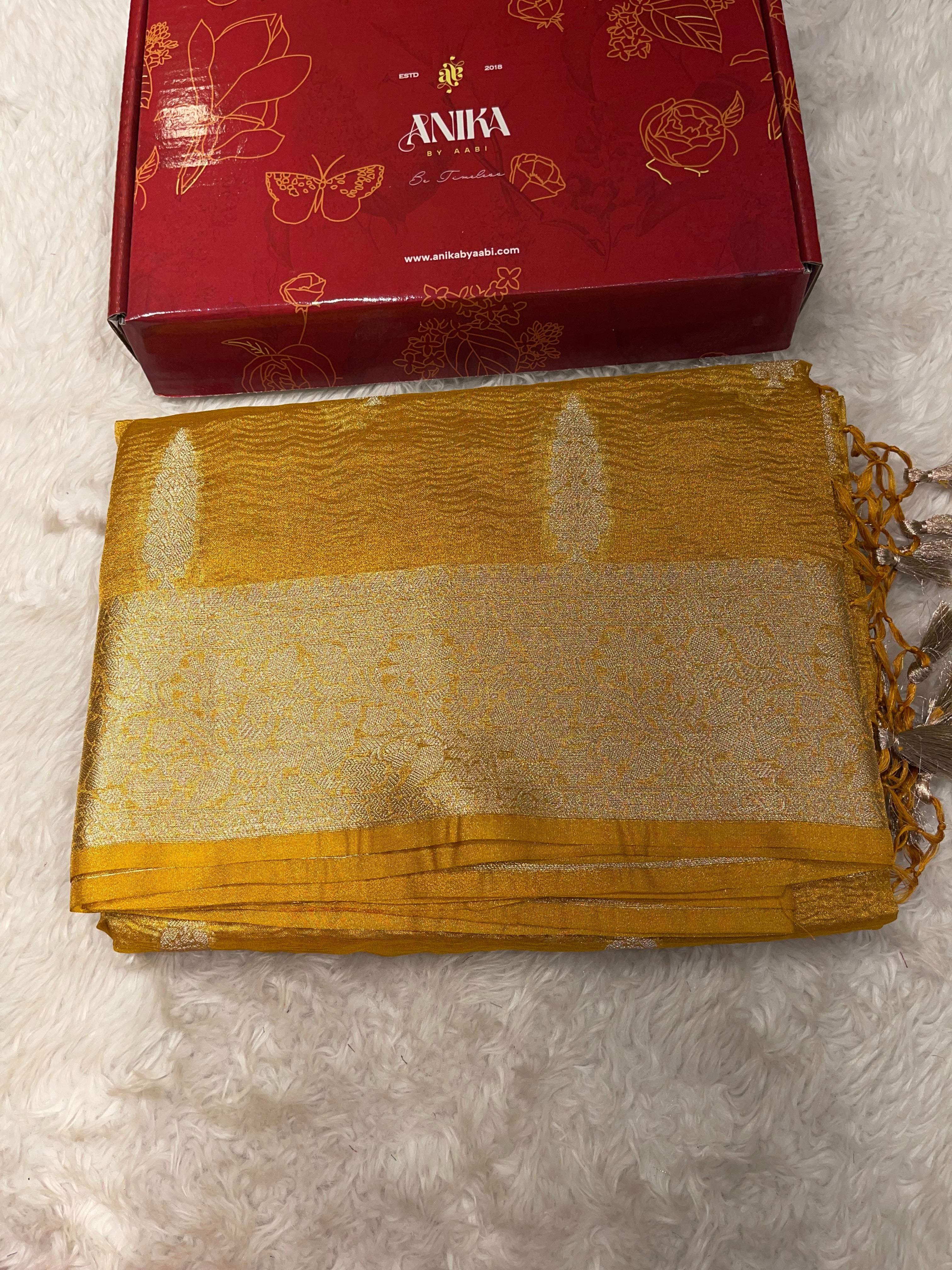 CRUSH MOTIF-MANGO YELLOW SAREE