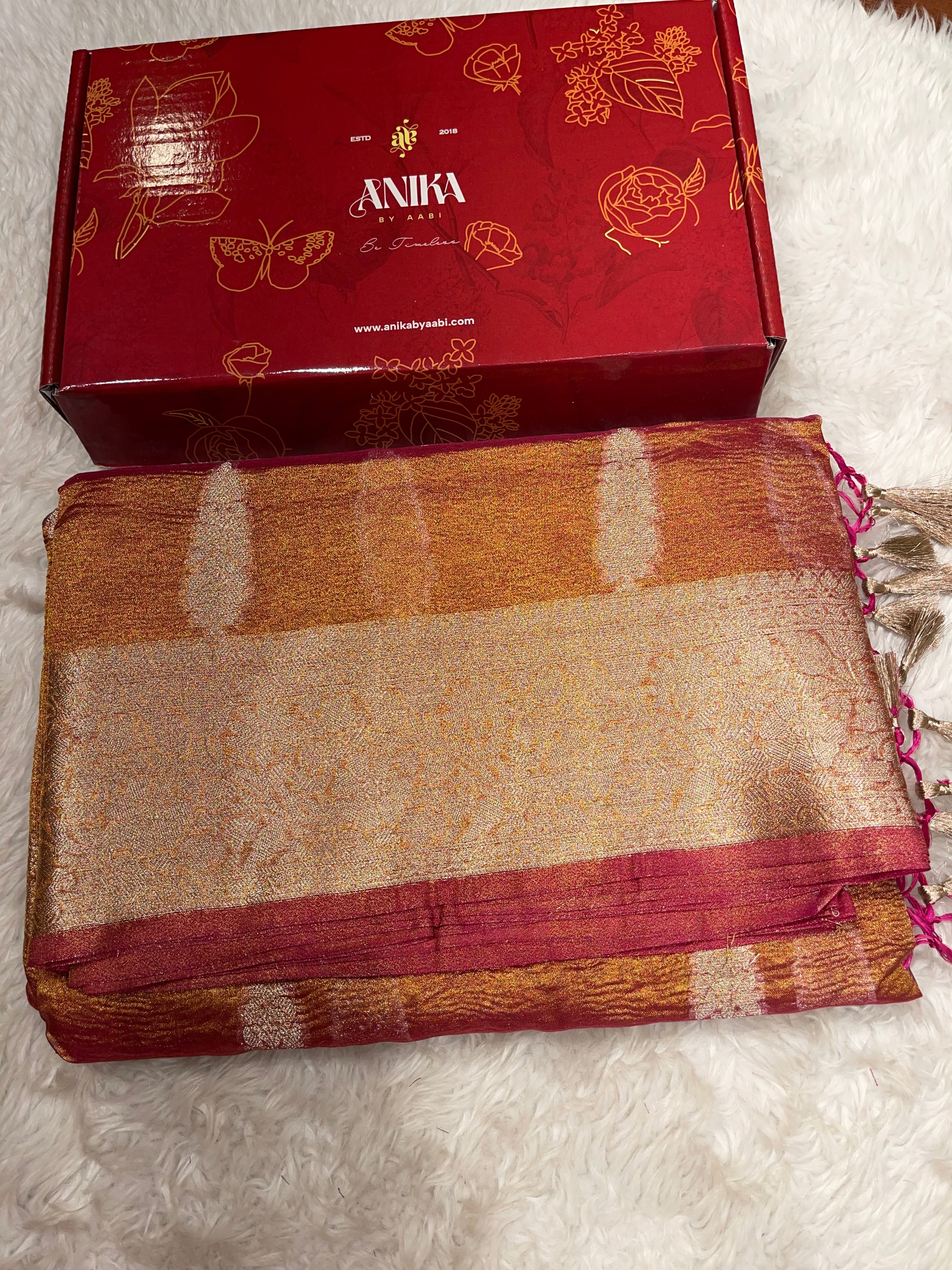 CRUSH MOTIF-ROSEGOLD PINK SAREE