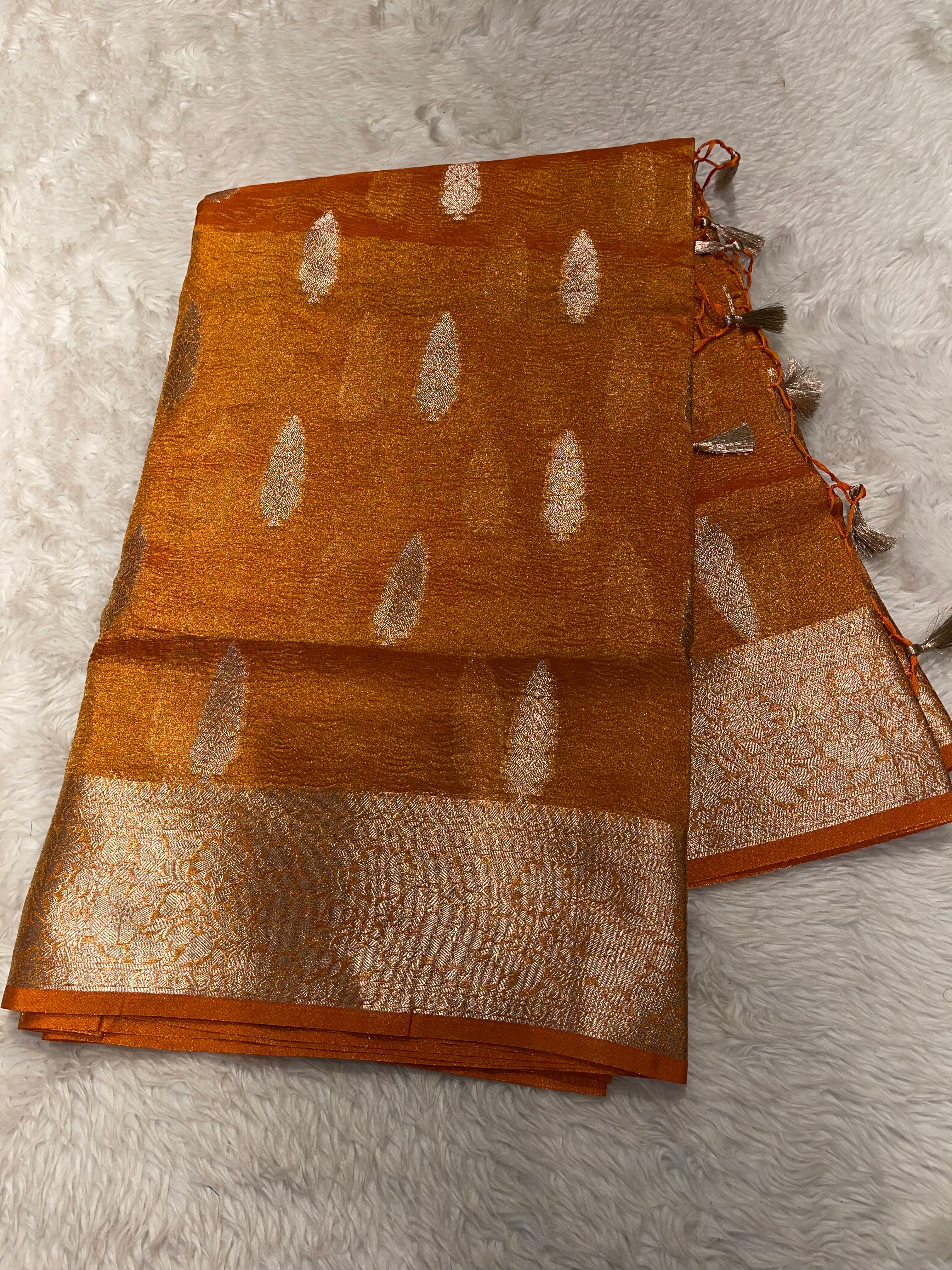 CRUSH MOTIF-ORANGE SAREE