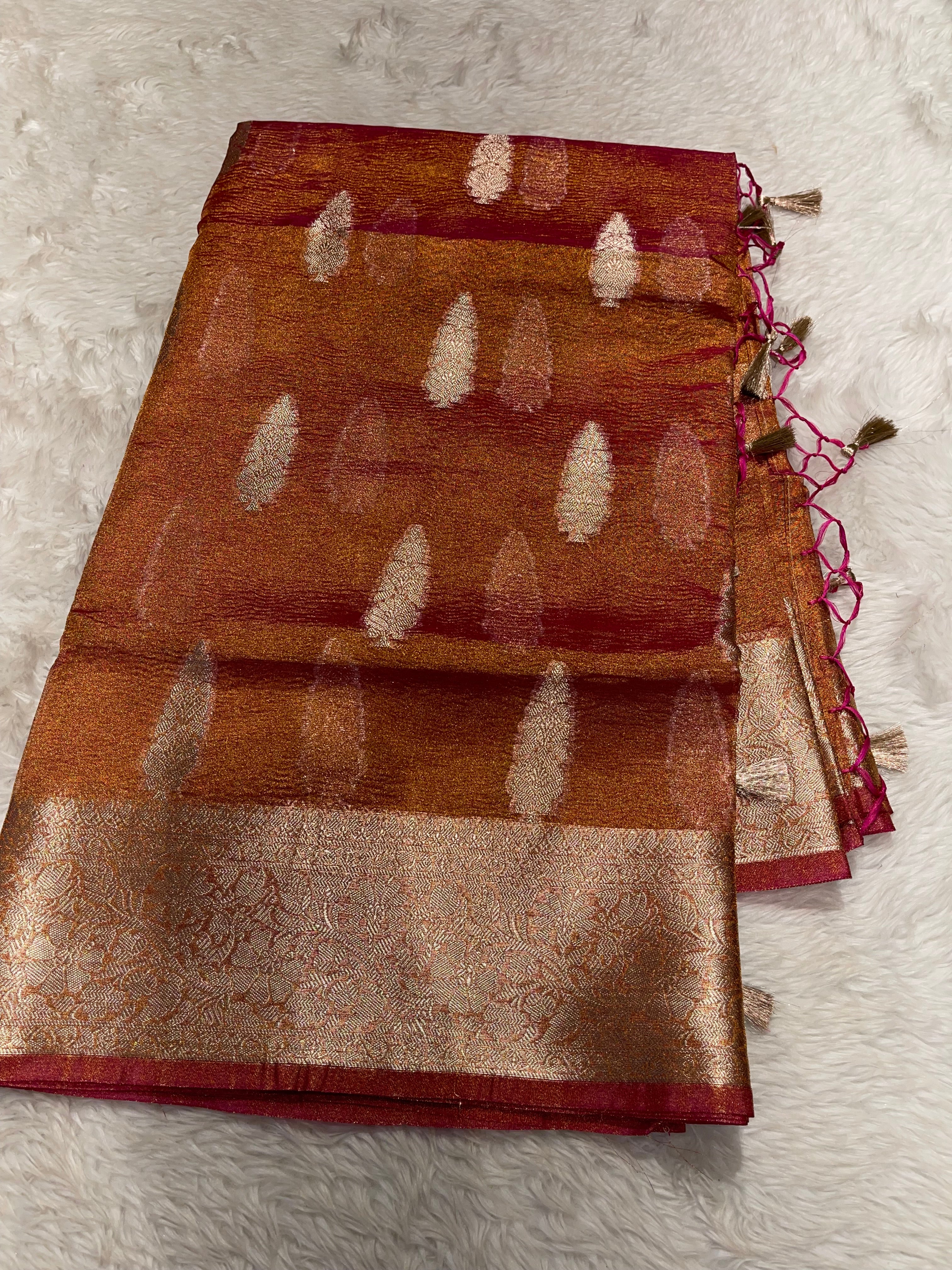 CRUSH MOTIF-ROSEGOLD PINK SAREE