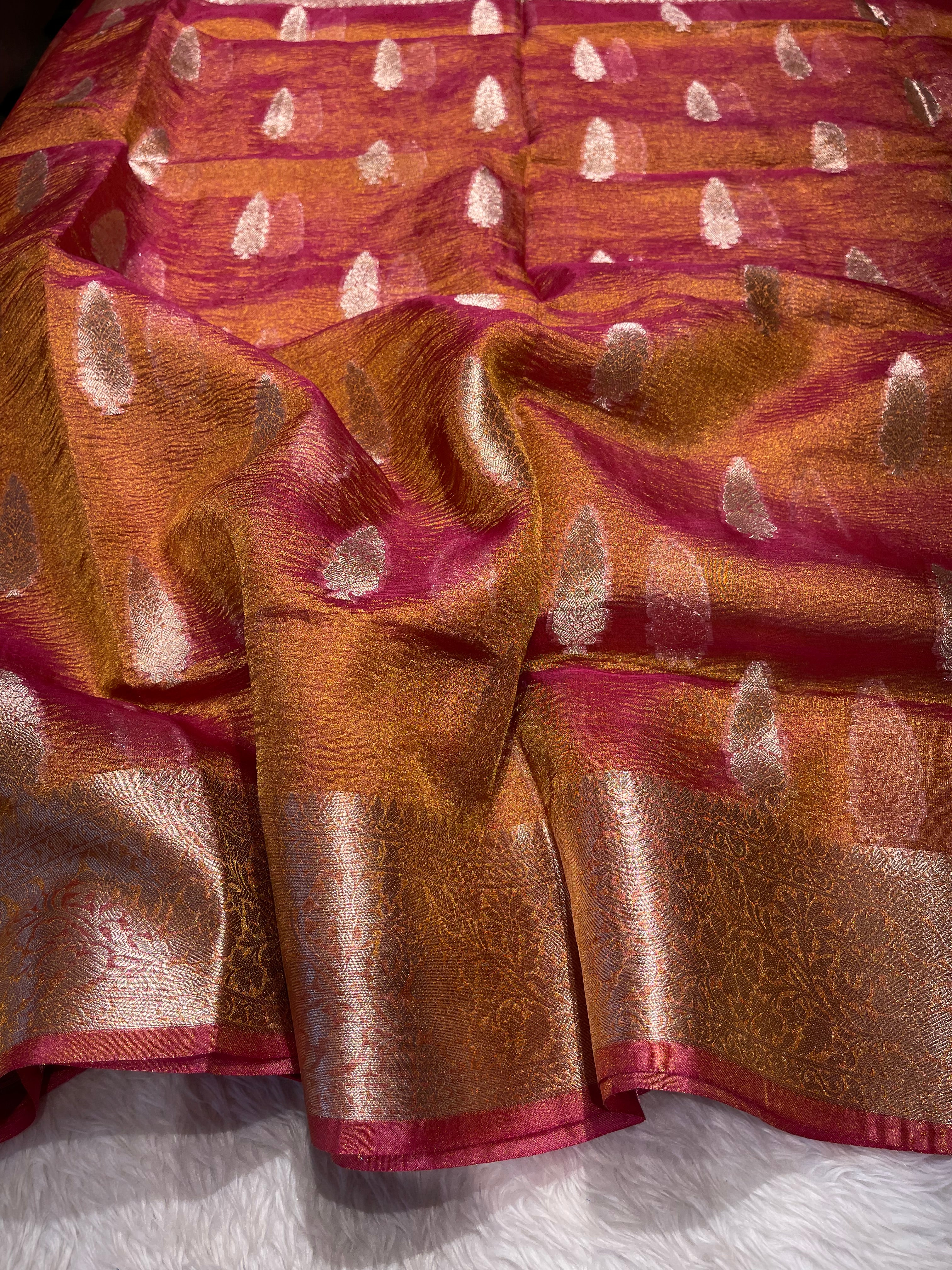 CRUSH MOTIF-ROSEGOLD PINK SAREE