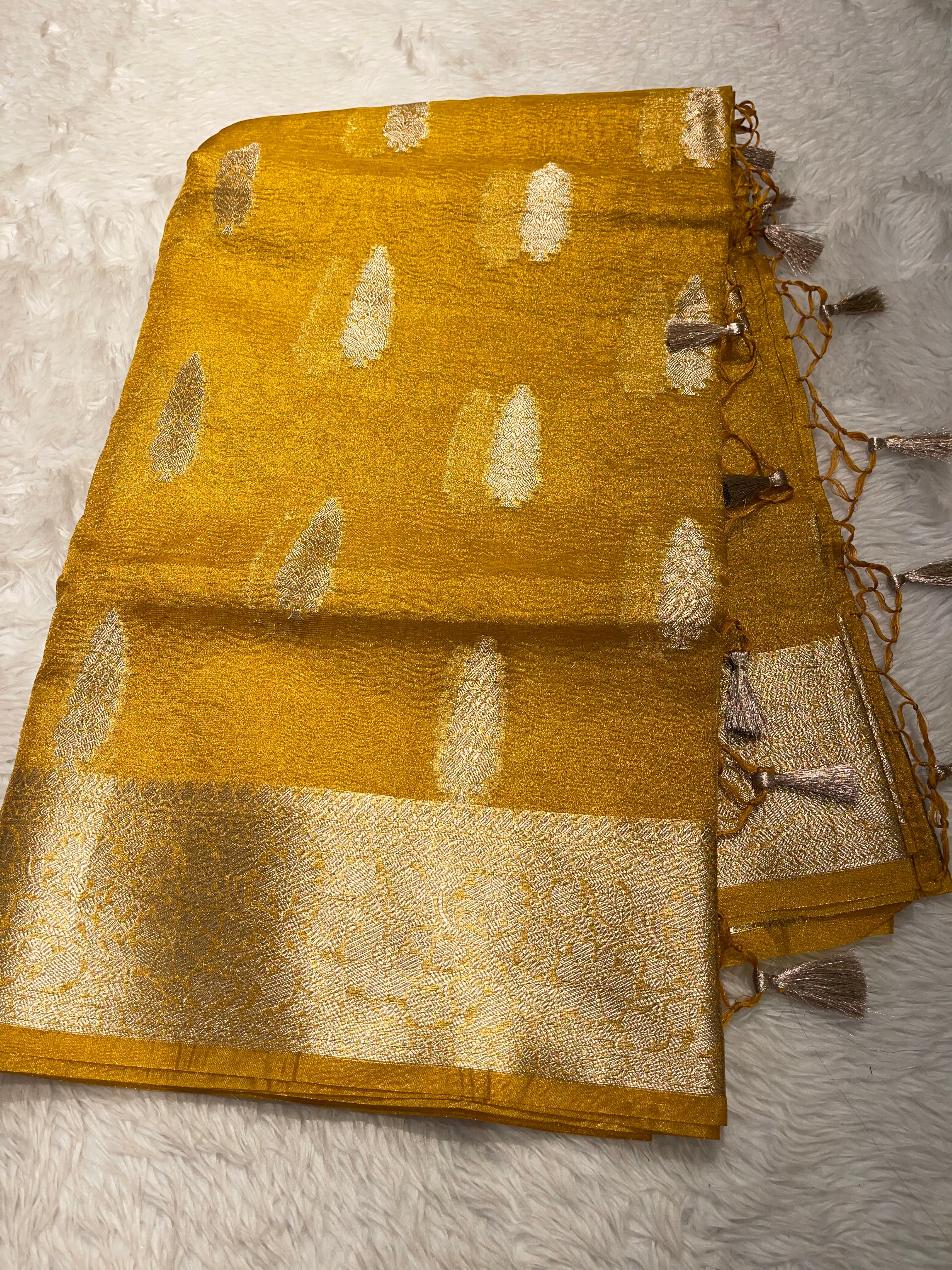 CRUSH MOTIF-MANGO YELLOW SAREE