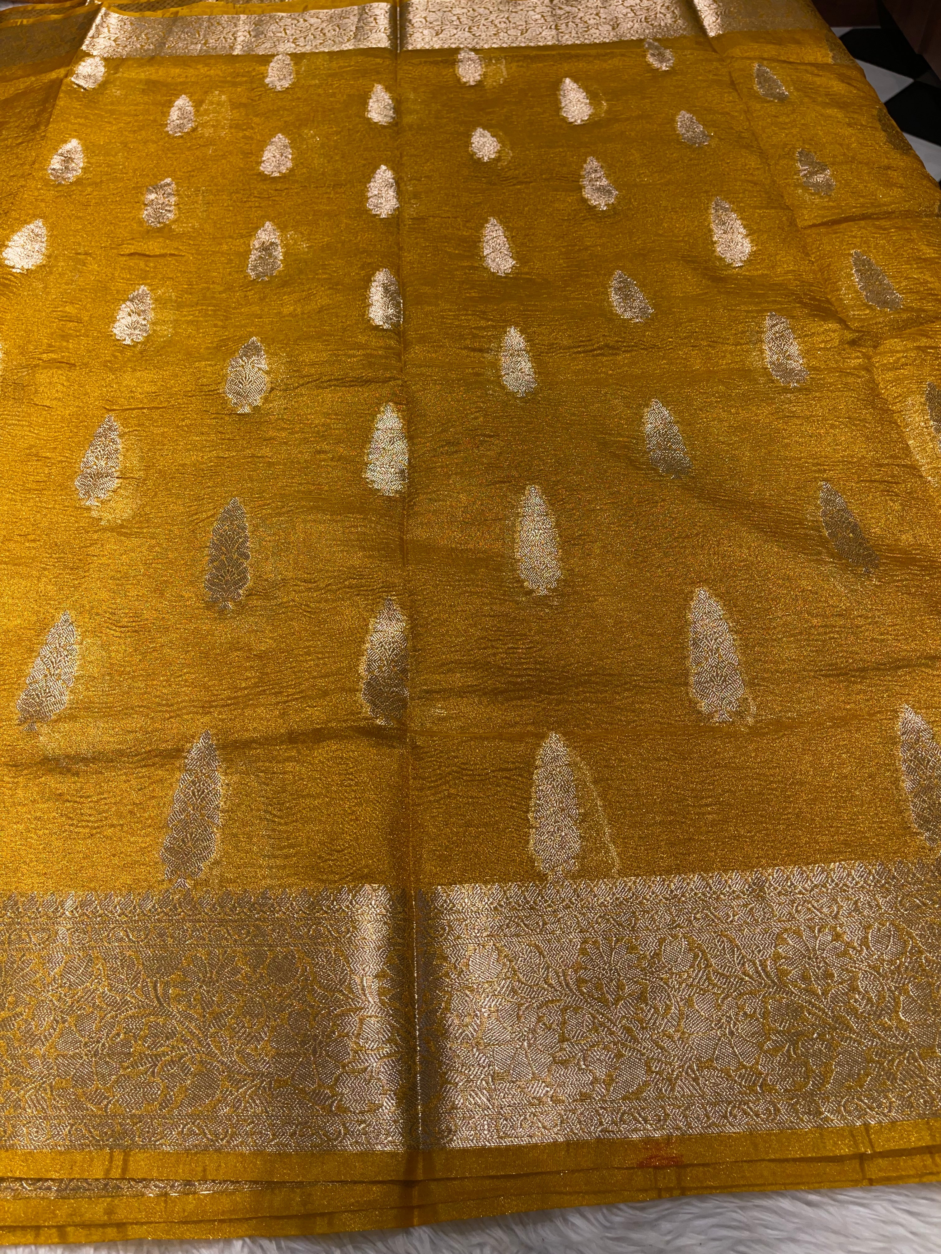 CRUSH MOTIF-MANGO YELLOW SAREE