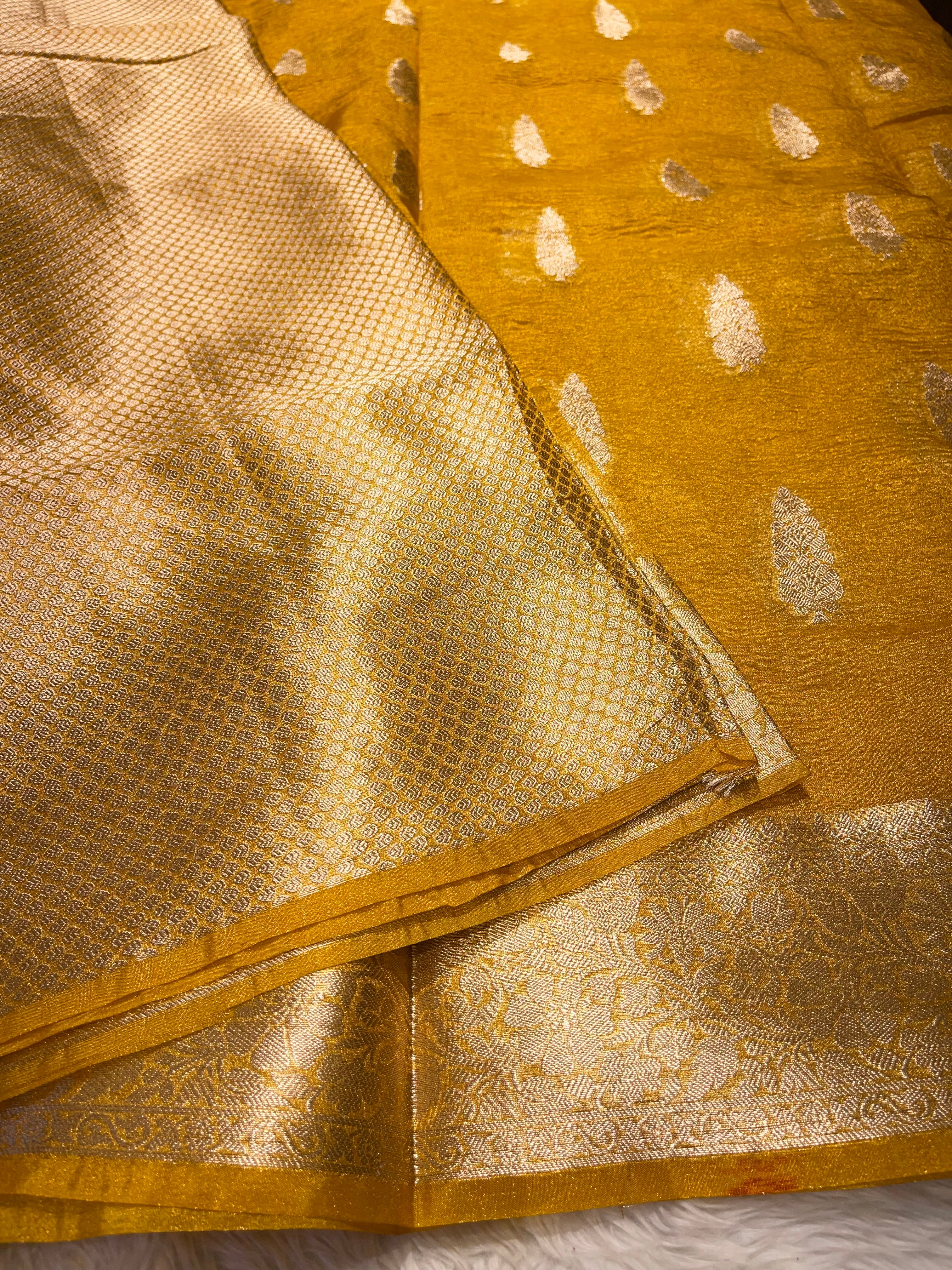 CRUSH MOTIF-MANGO YELLOW SAREE
