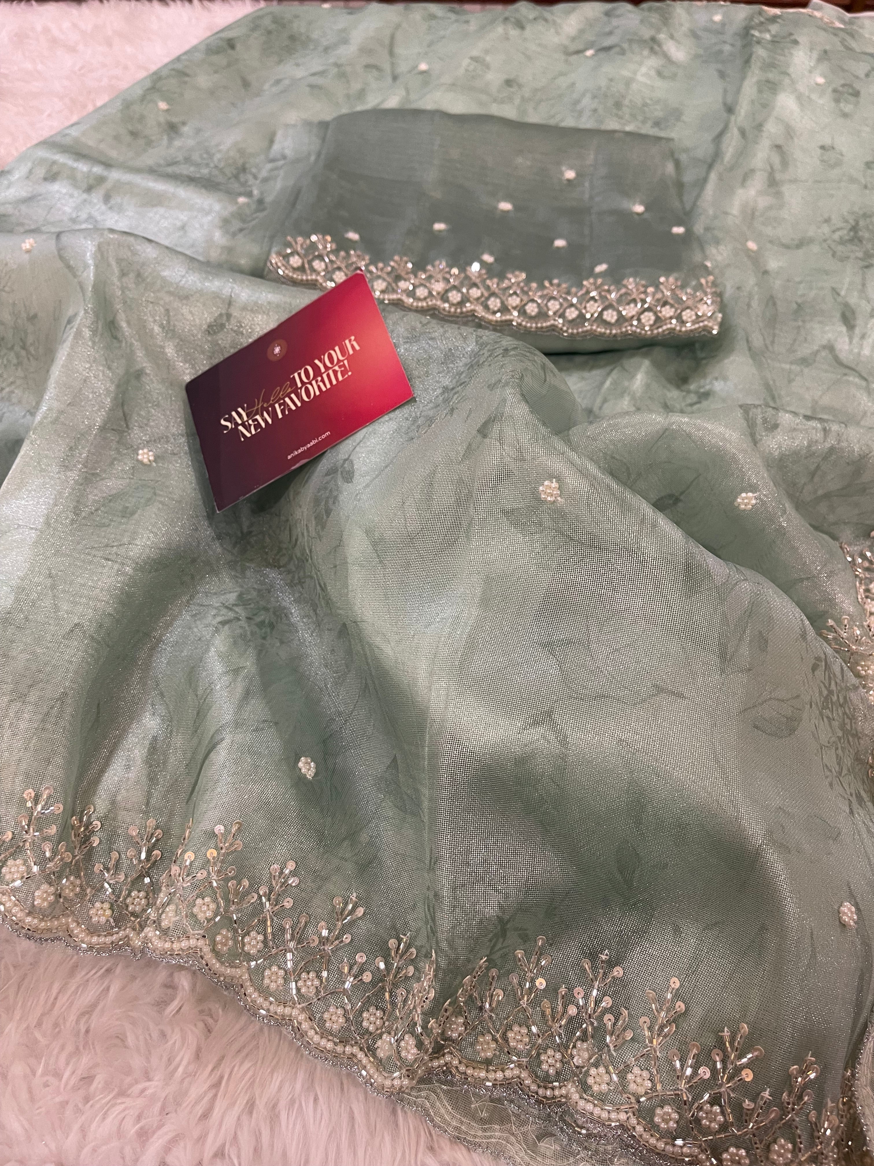 DAFFODIL FLORAL - SKY BLUE SAREE