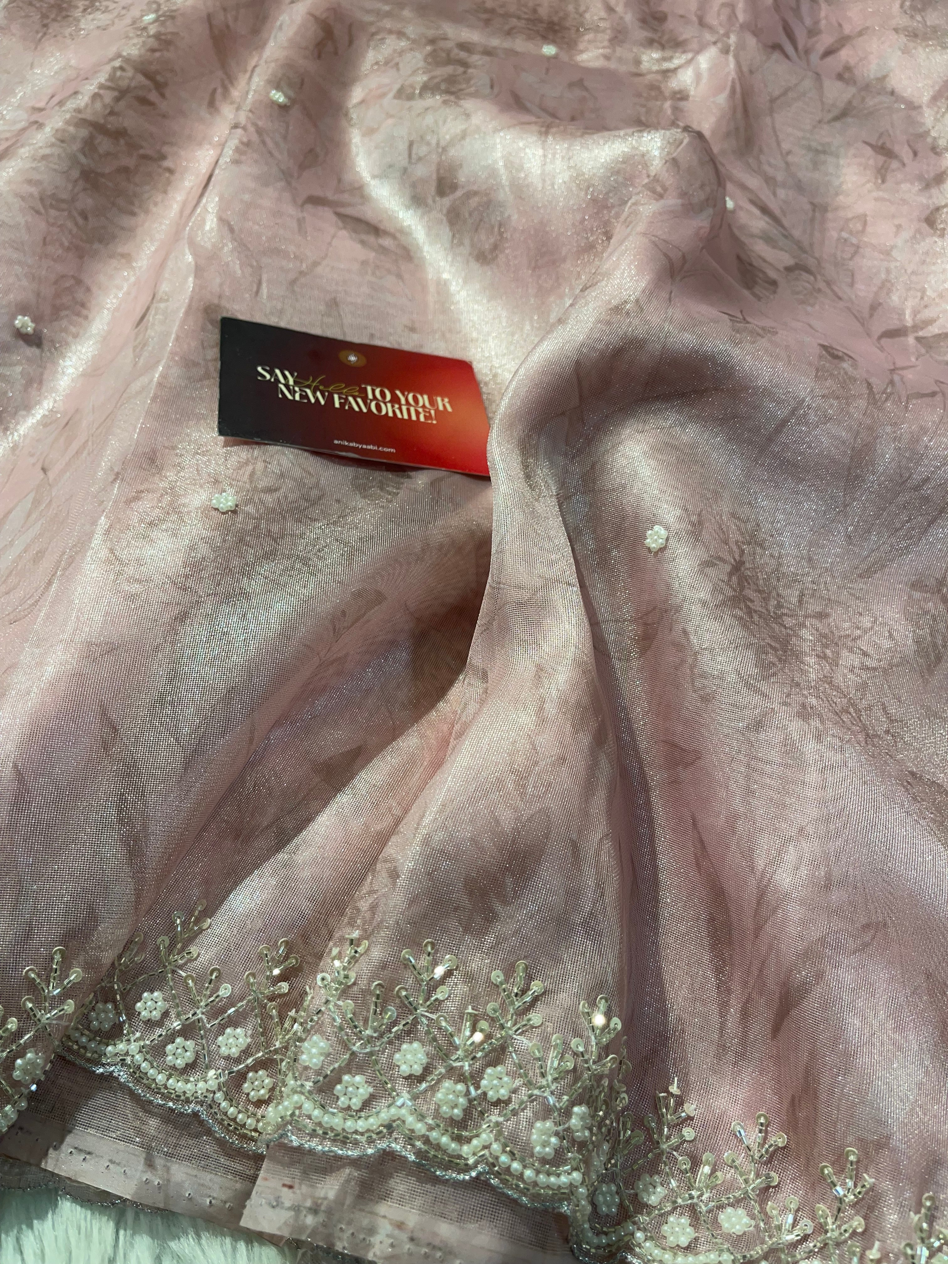 DAFFODIL FLORAL - PINK SAREE -AA02