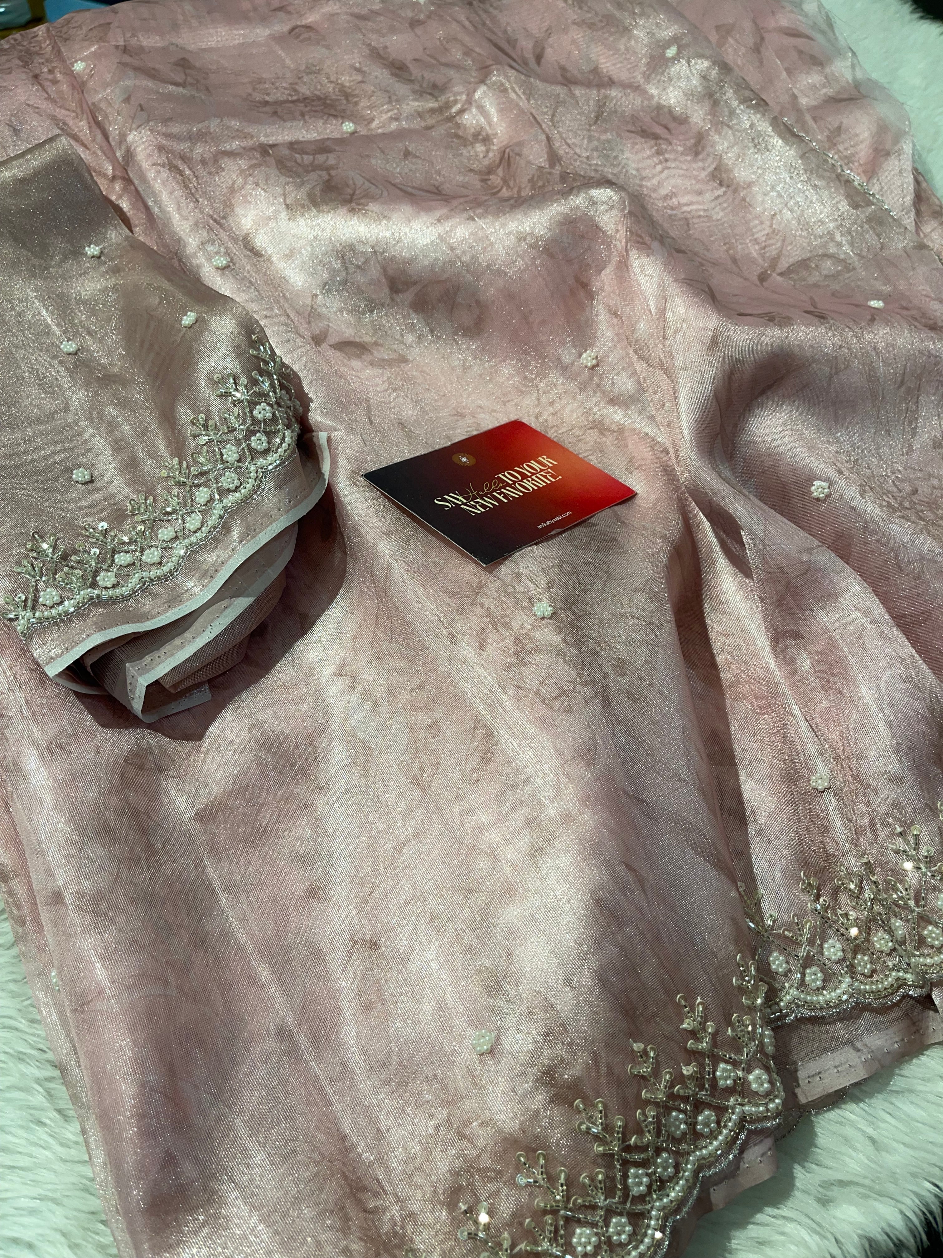 DAFFODIL FLORAL - PINK SAREE -AA02