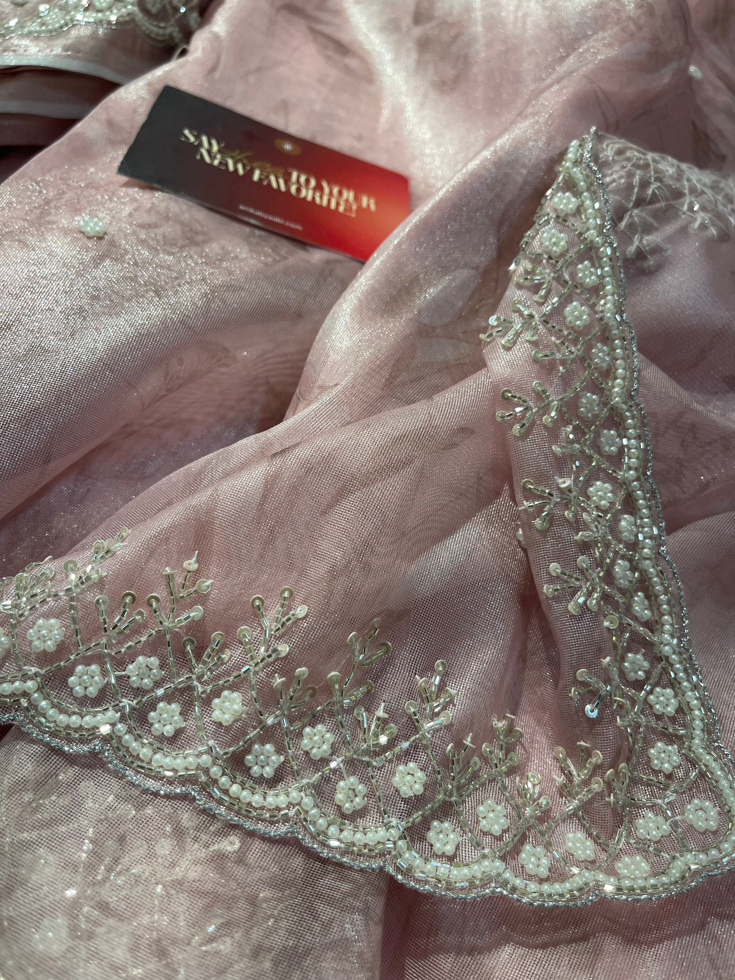 DAFFODIL FLORAL - PINK SAREE -AA02