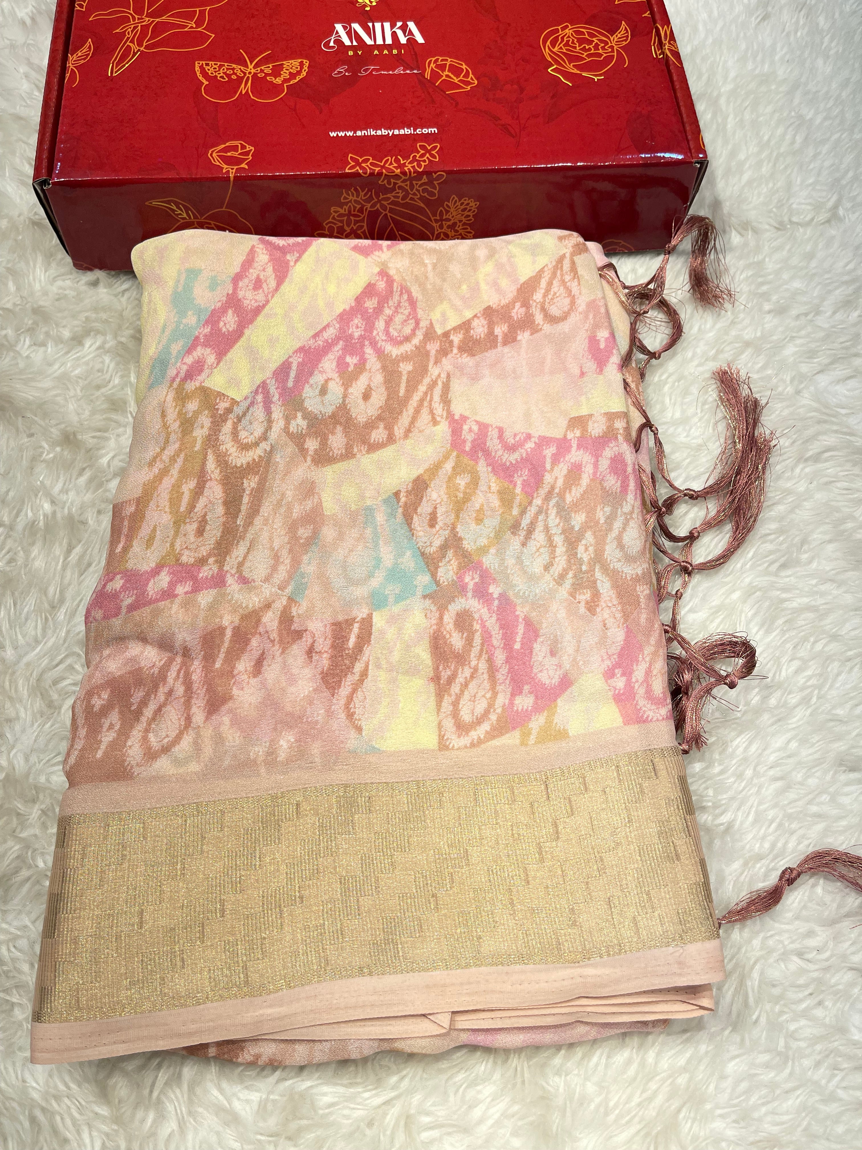 Parni-soft chinon jute saree-PC01