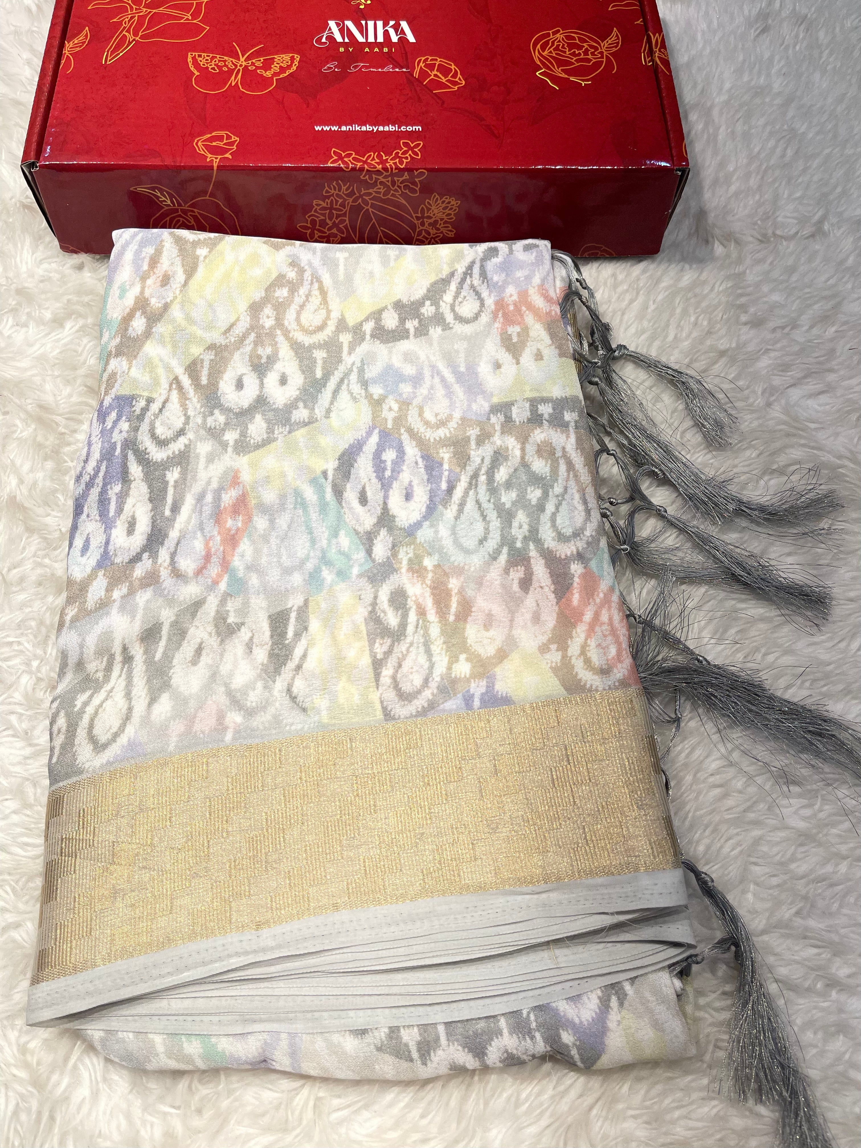 Parni-soft chinon jute saree-PC03