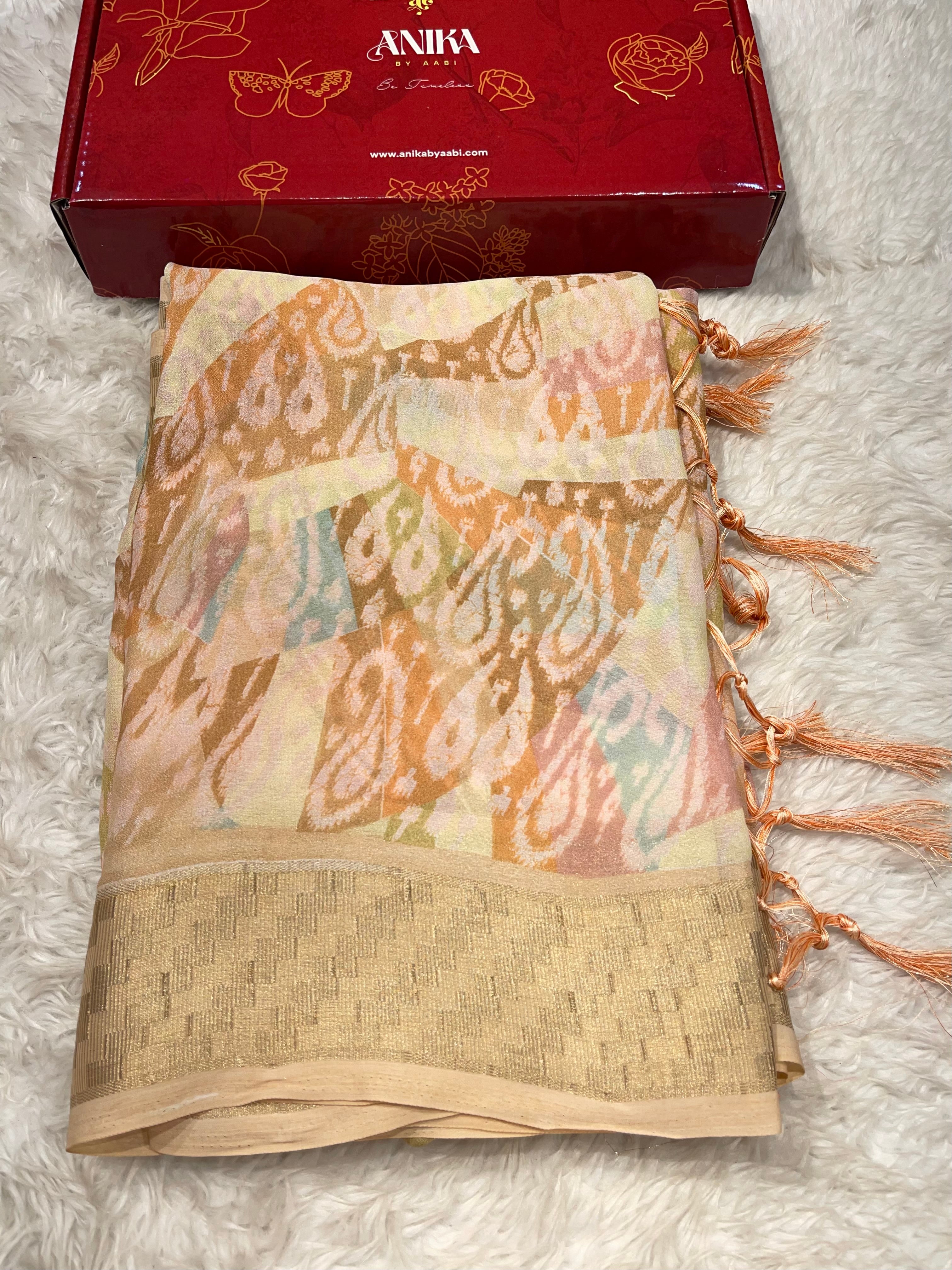 Parni-soft chinon jute saree-PC05